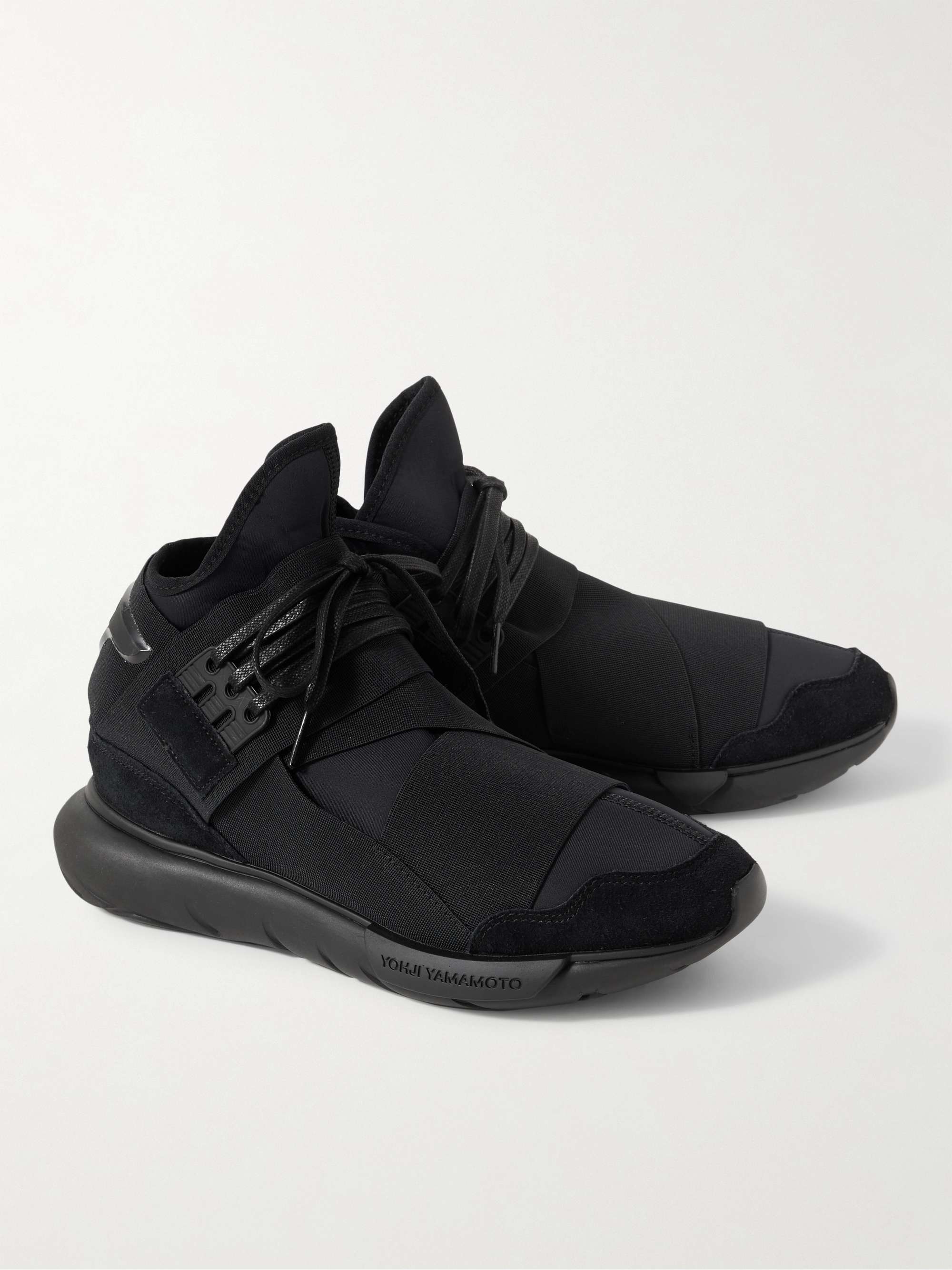 Black Qasa Suede-Trimmed Neoprene and Webbing High-Top Sneakers | Y-3 | MR  PORTER