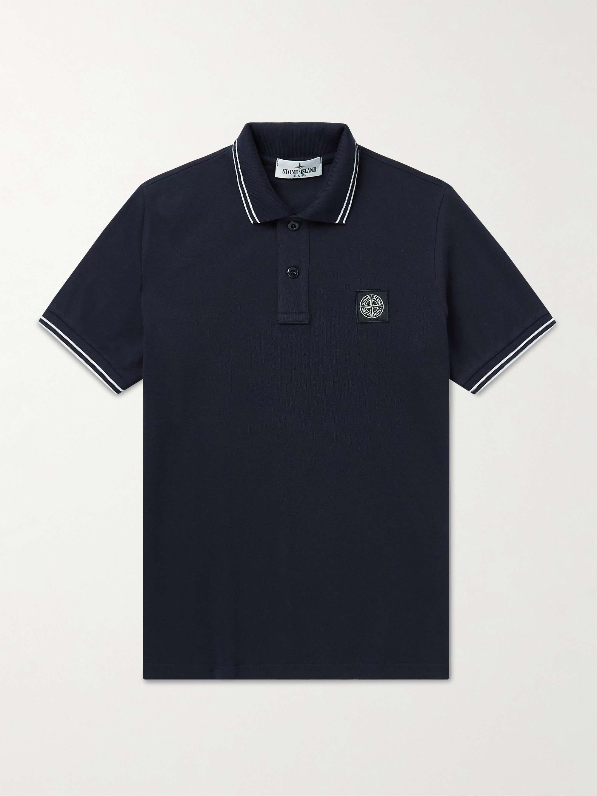 STONE ISLAND JUNIOR Age 14 Logo-Appliquéd Stretch-Cotton Piqué Polo Shirt |  MR PORTER