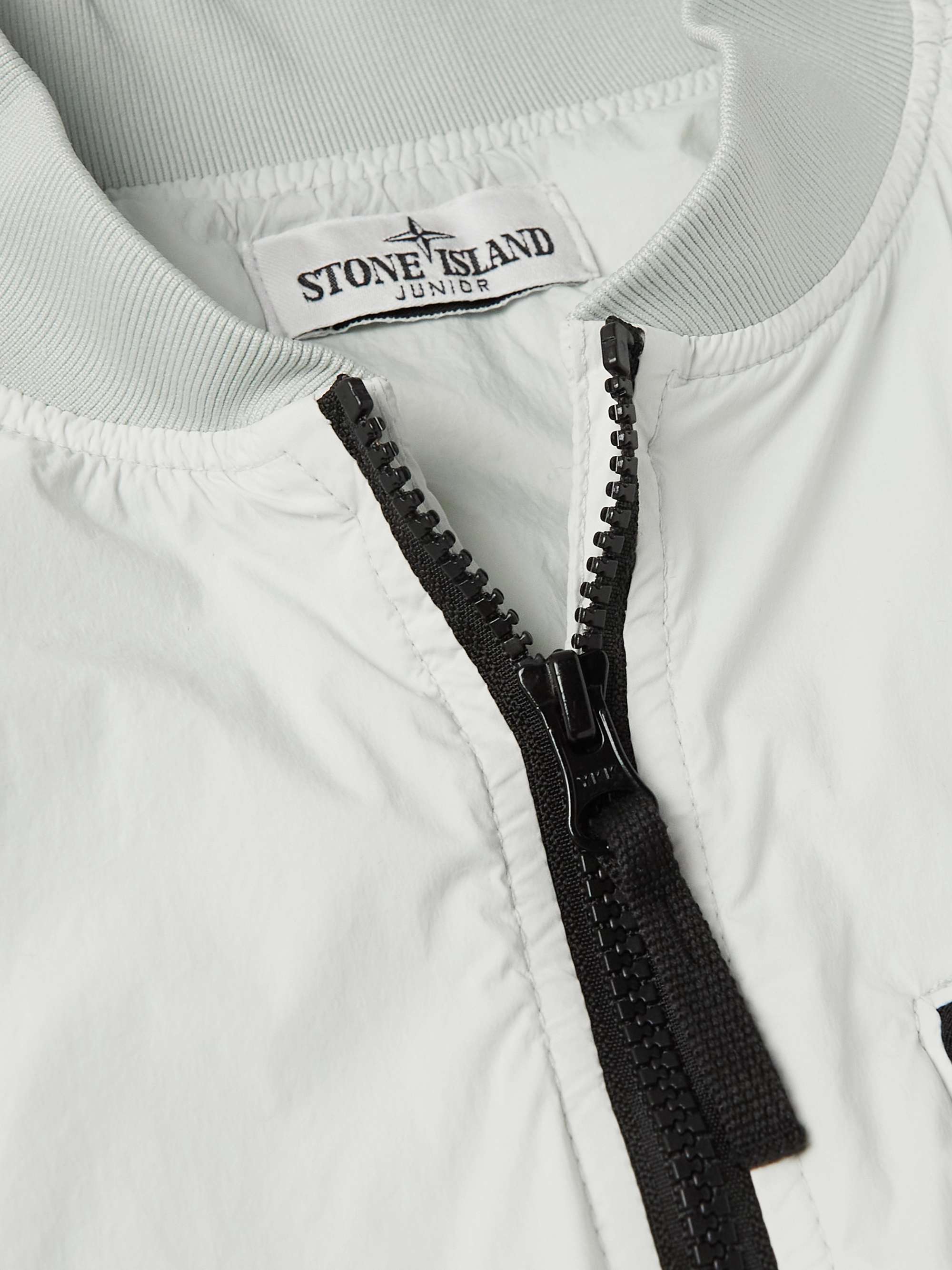 STONE ISLAND JUNIOR Age 14 Logo-Appliquéd Garment-Dyed Shell Bomber Jacket  | MR PORTER
