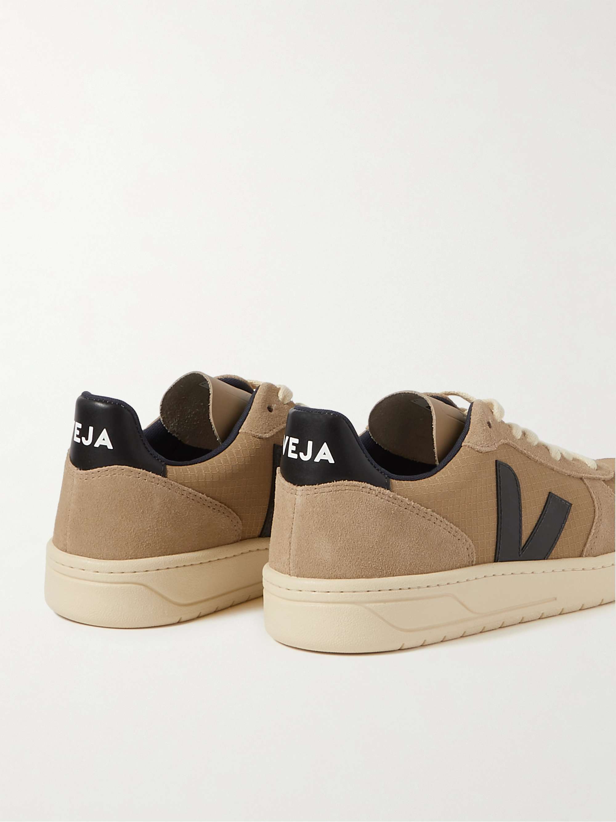 VEJA V-10 Suede, Leather and Rubber-Trimmed Ripstop Sneakers | MR PORTER