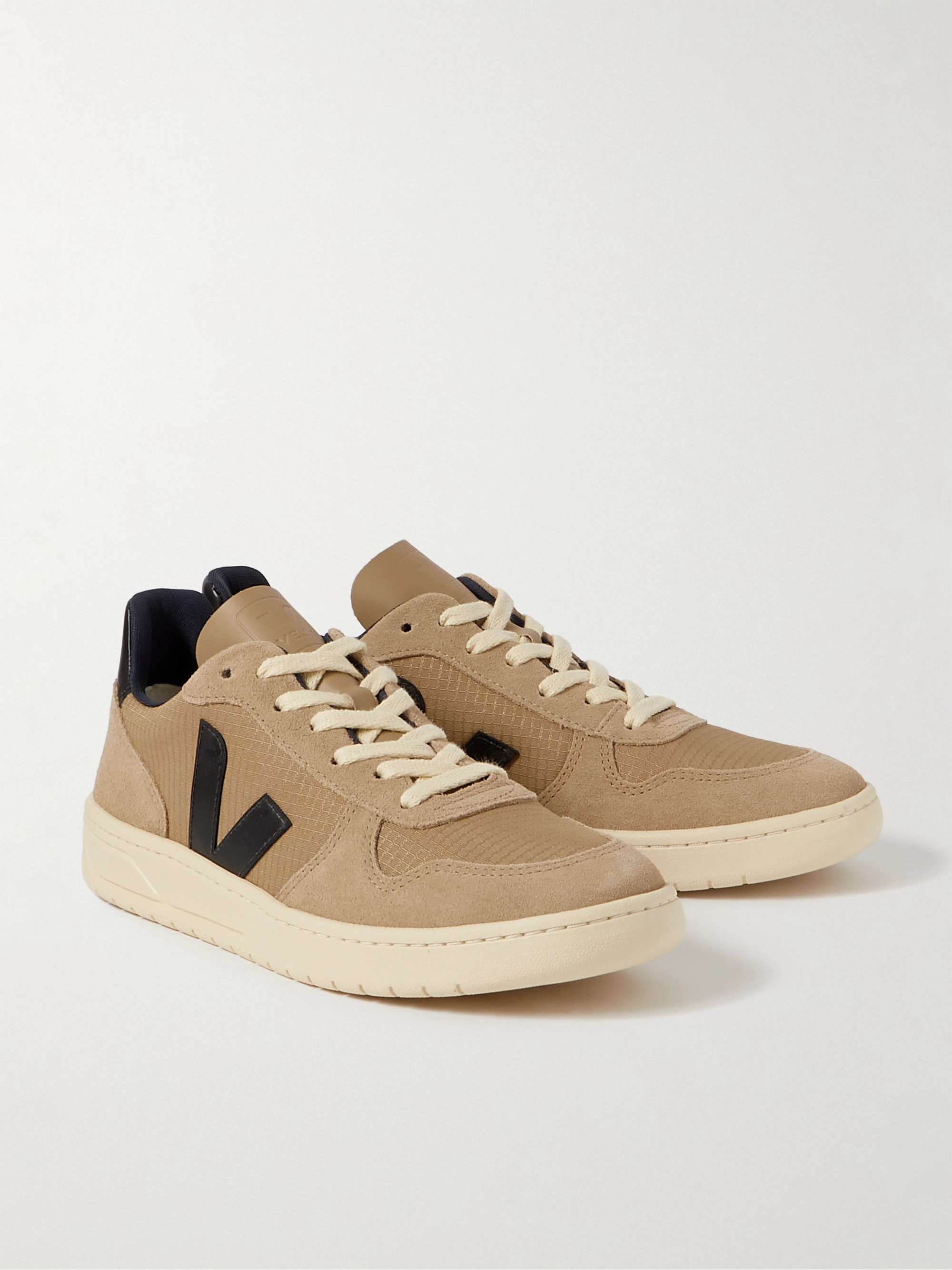 VEJA V-10 Suede, Leather and Rubber-Trimmed Ripstop Sneakers | MR PORTER