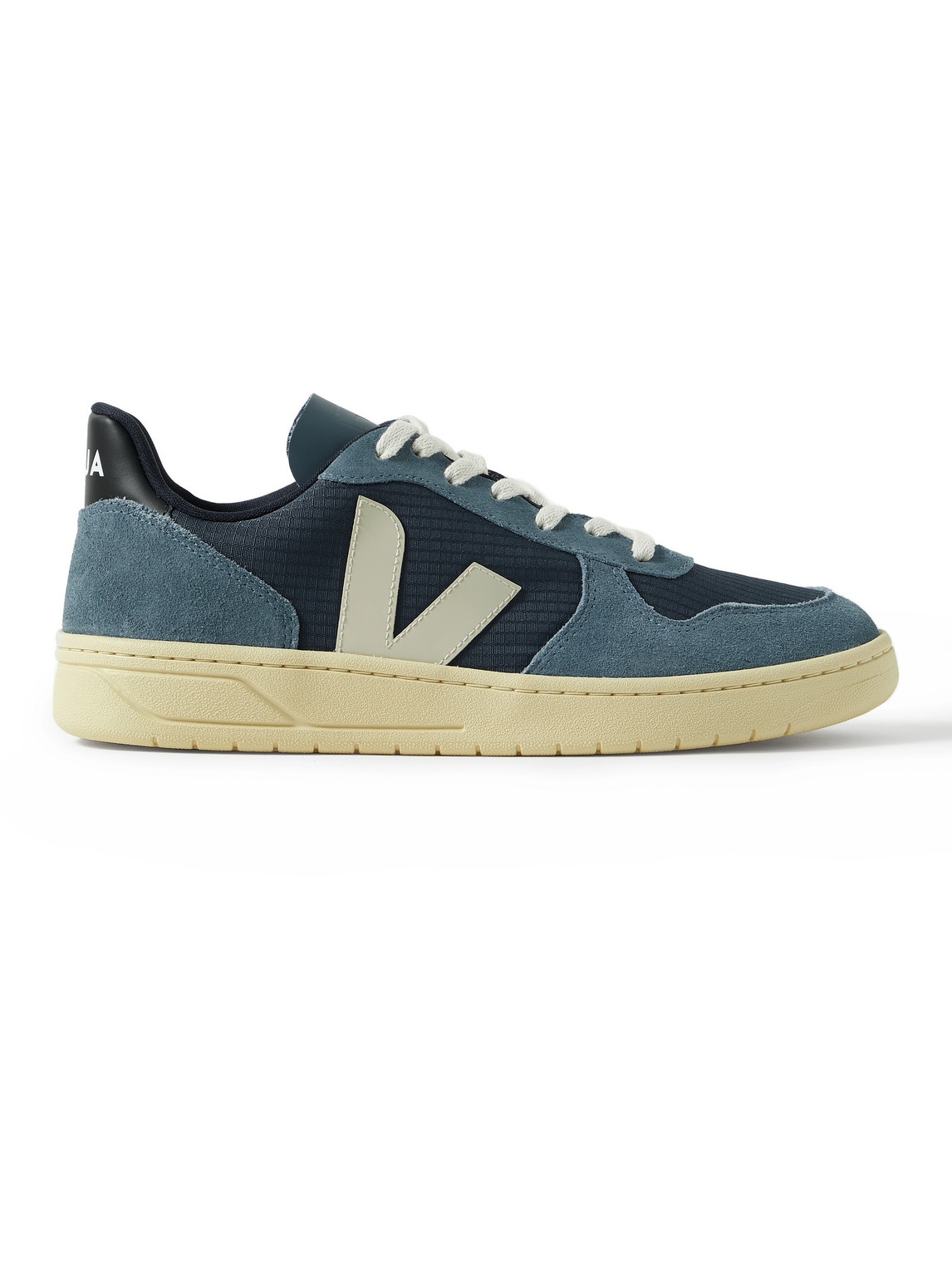 VEJA V-10 RUBBER-TRIMMED RIPSTOP, SUEDE AND LEATHER SNEAKERS