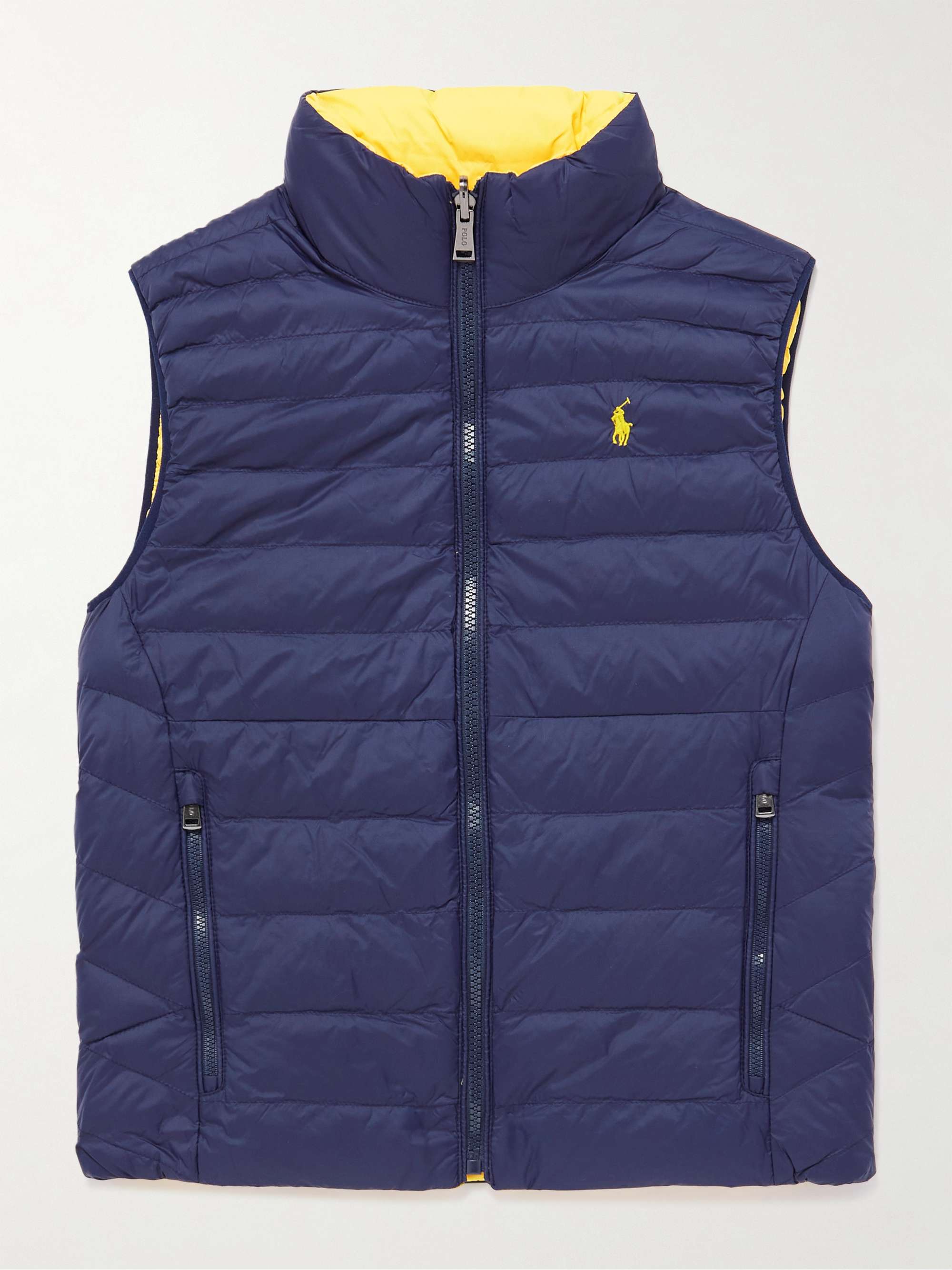 Navy P-Layer 2 Reversible Logo-Embroidered Quilted Nylon Gilet | POLO ...