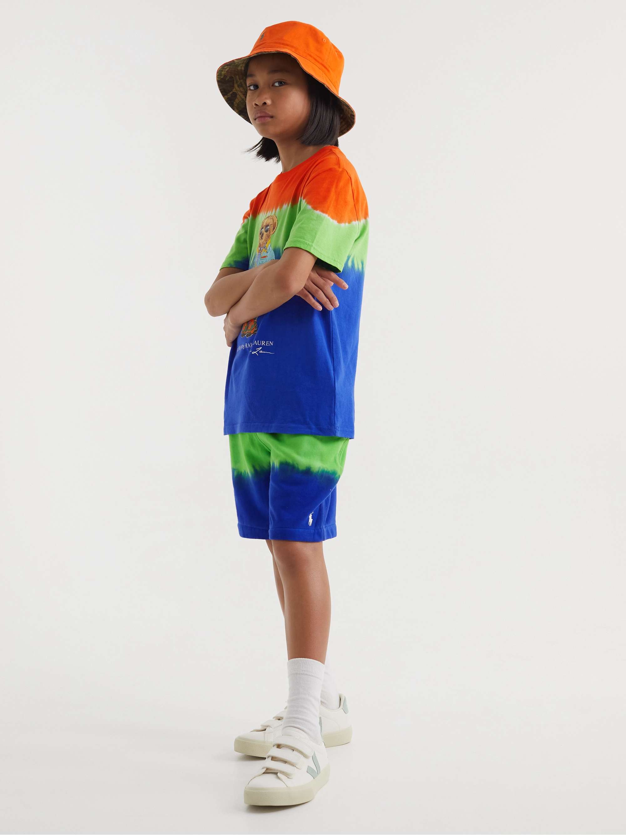 Multi Logo-Embroidered Tie-Dyed Cotton-Blend Jersey Drawstring Shorts |  POLO RALPH LAUREN KIDS | MR PORTER