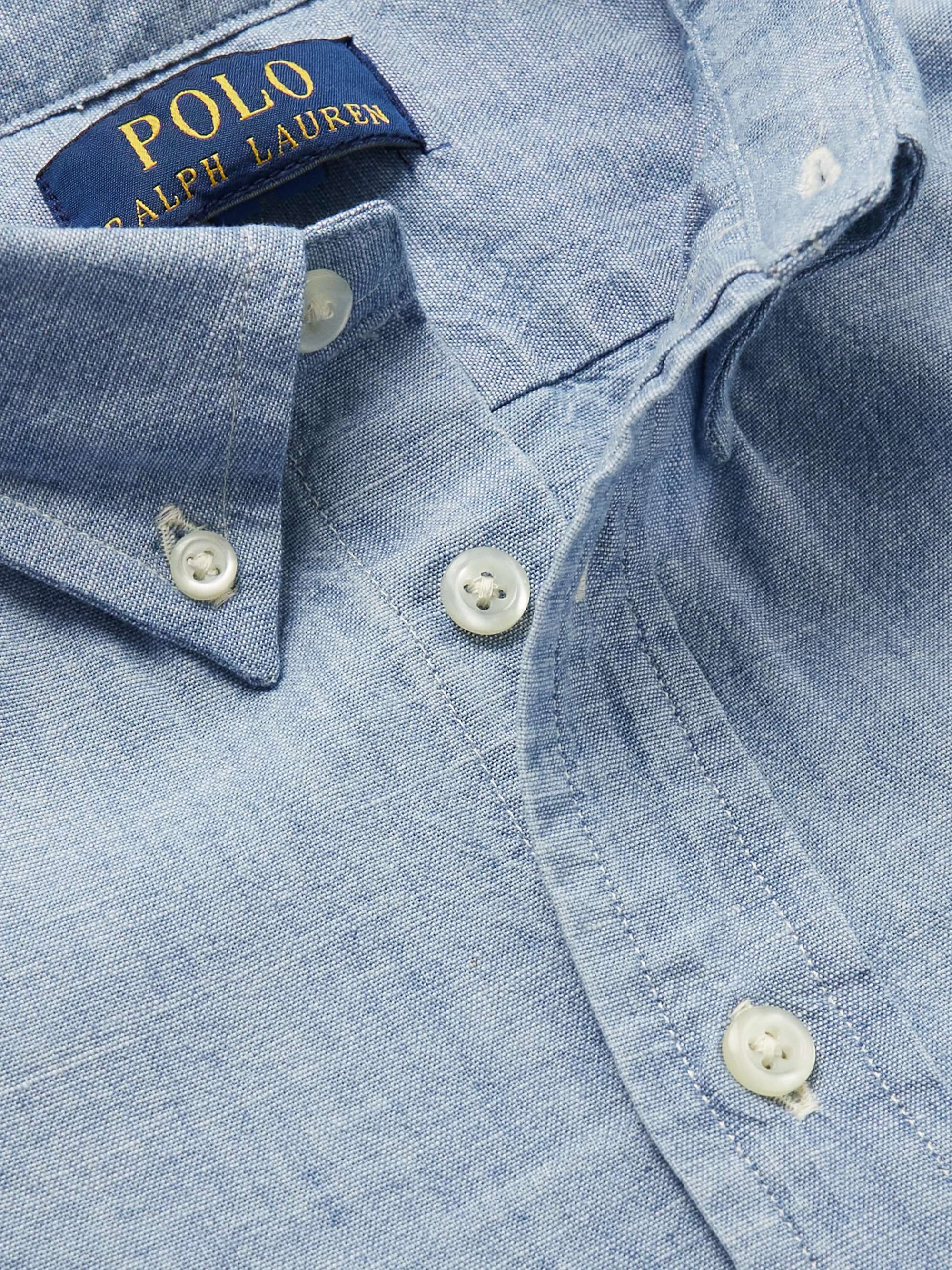 POLO RALPH LAUREN KIDS Logo-Embroidered Button-Down Collar Cotton-Chambray  Shirt | MR PORTER