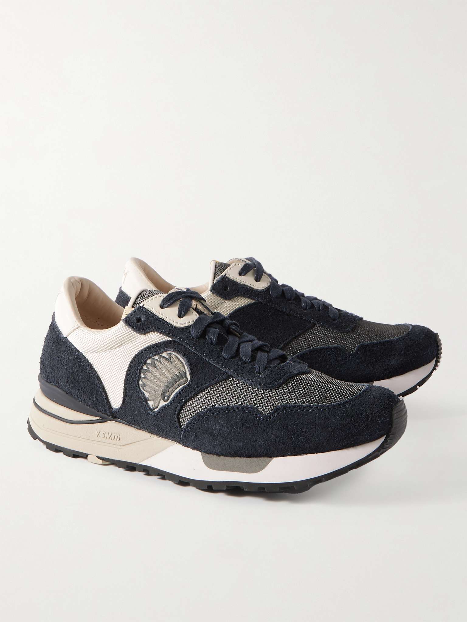 VISVIM Roland Leather-Trimmed Embroidered Suede and Mesh Sneakers for ...