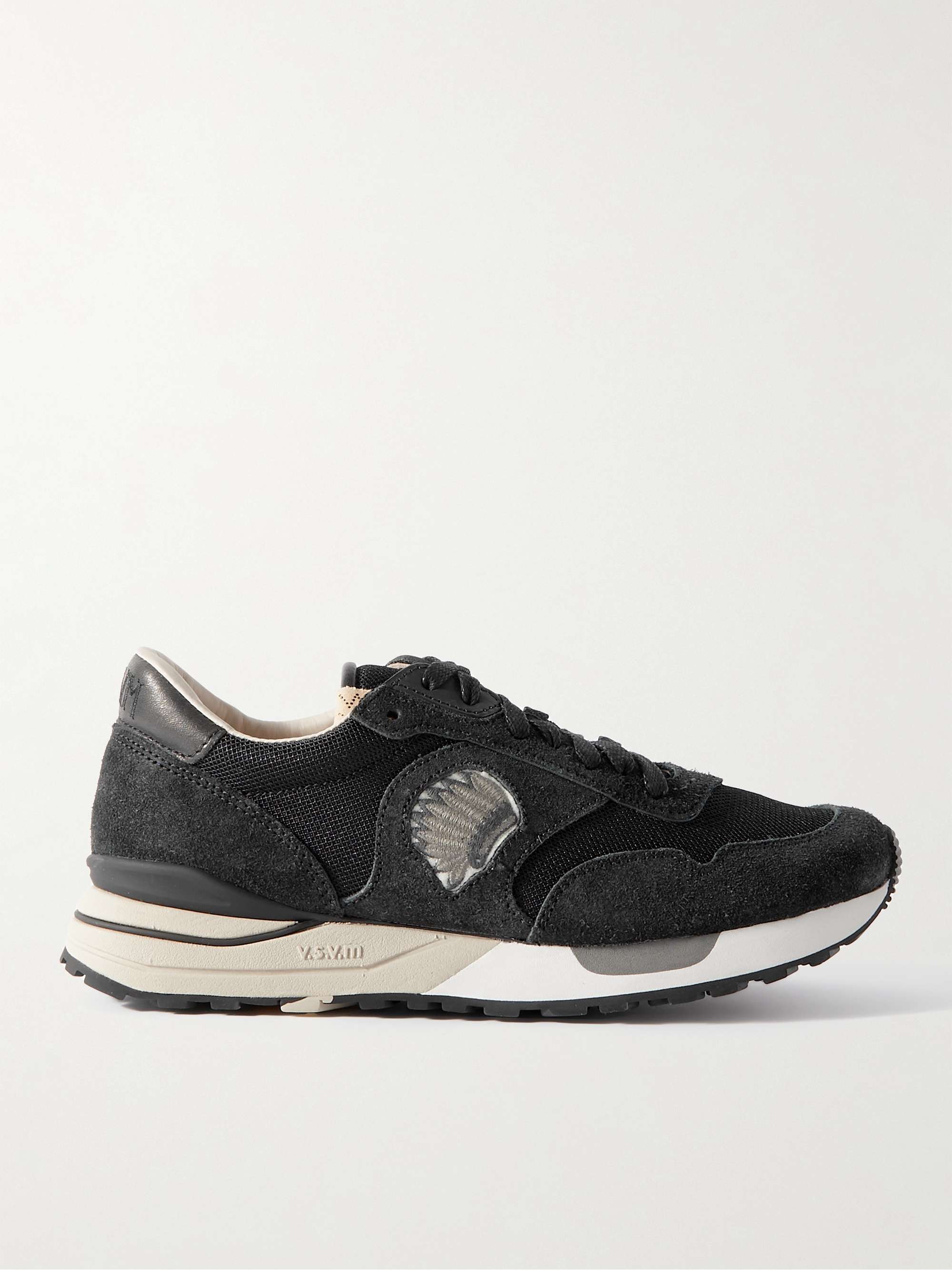 VISVIM Roland Leather-Trimmed Embroidered Suede and Mesh Sneakers for Men |  MR PORTER