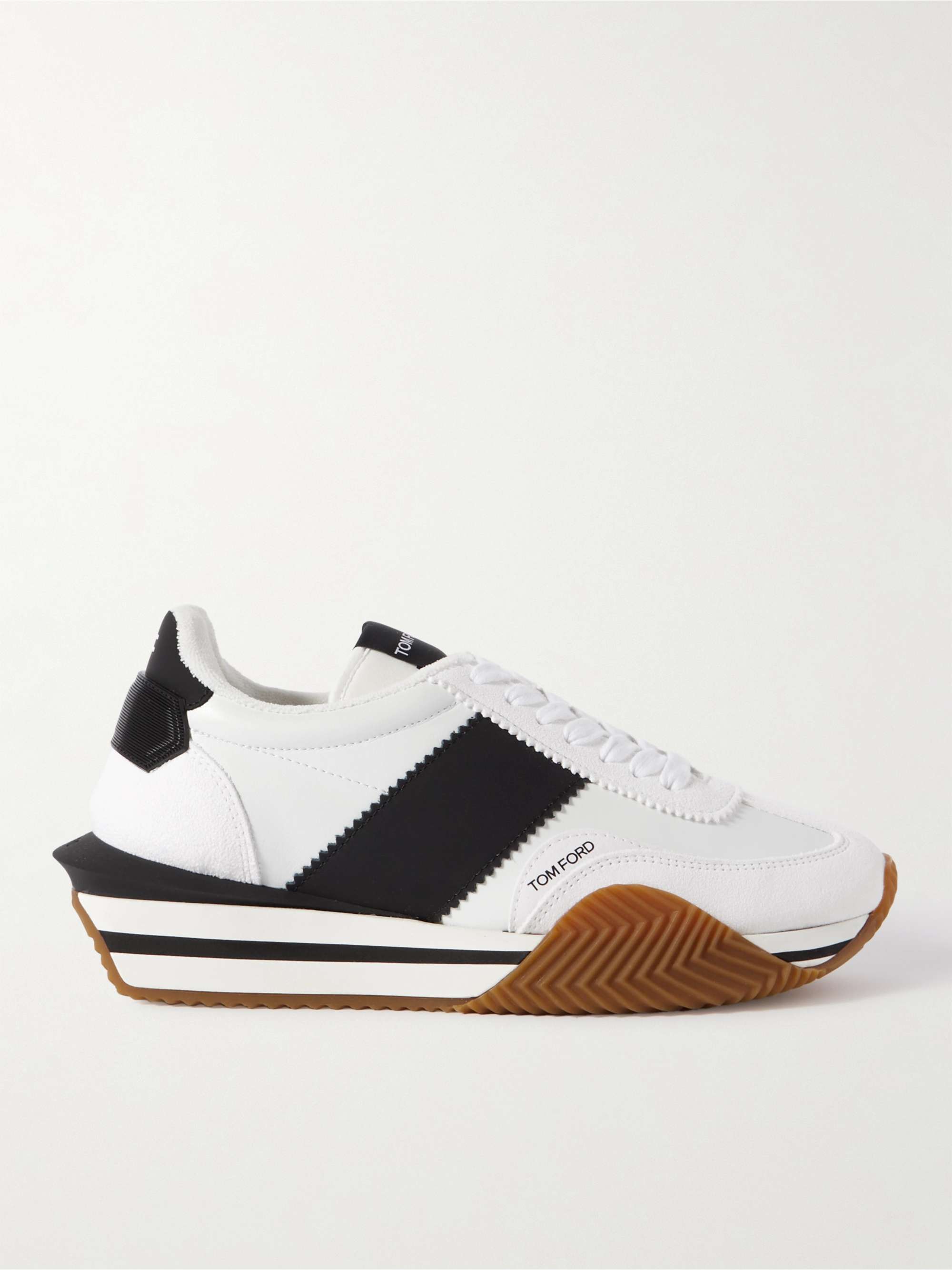 TOM FORD James Rubber-Trimmed Leather Suede Sneakers for Men |