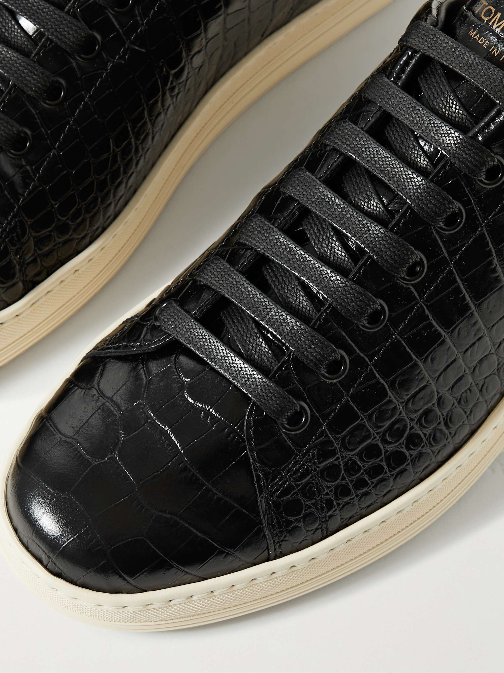 Black Warwick Croc-Effect Leather Sneakers | TOM FORD | MR PORTER