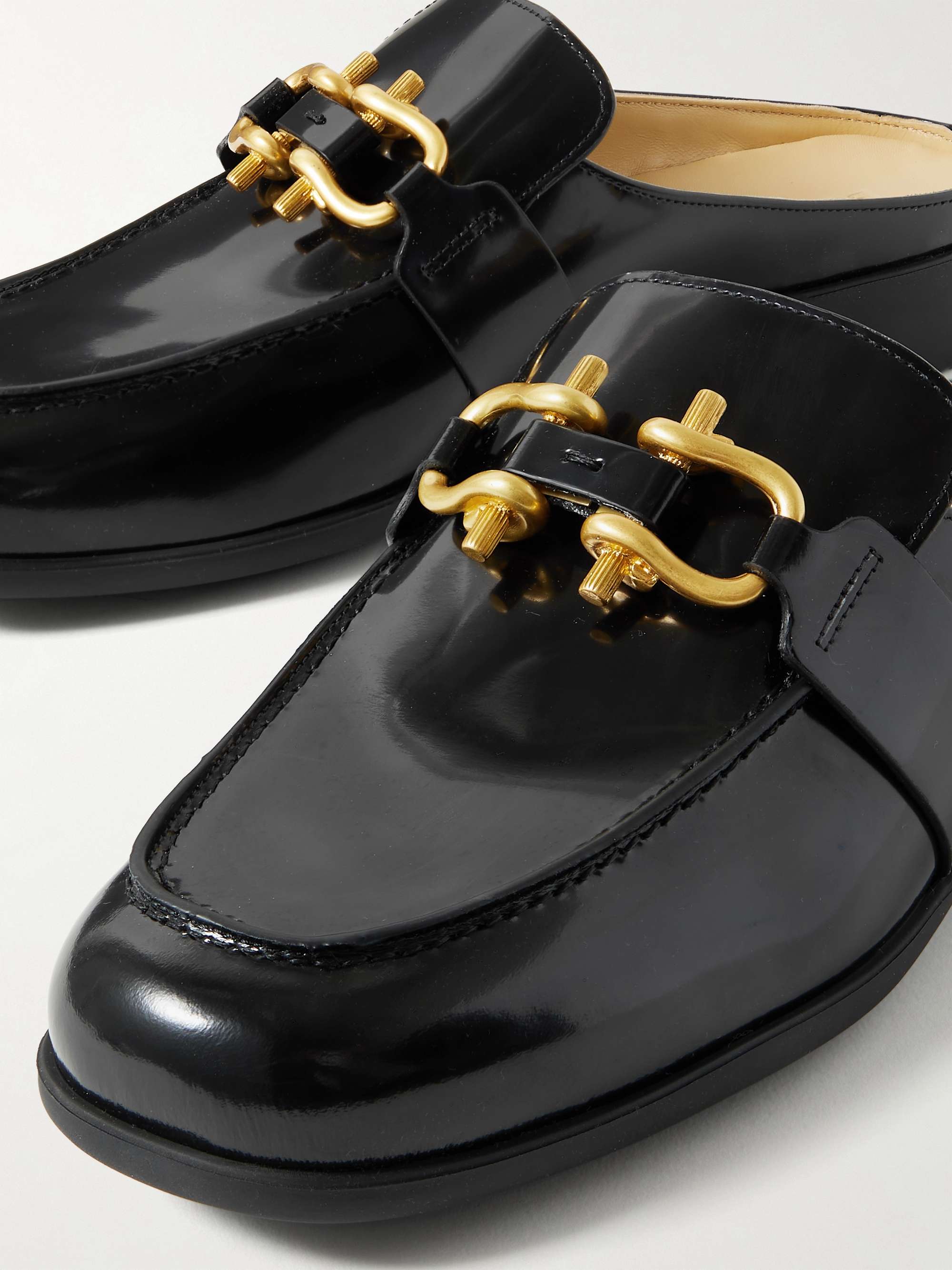 BOTTEGA VENETA Monsieur Embellished Glossed-Leather Backless Loafers for  Men | MR PORTER