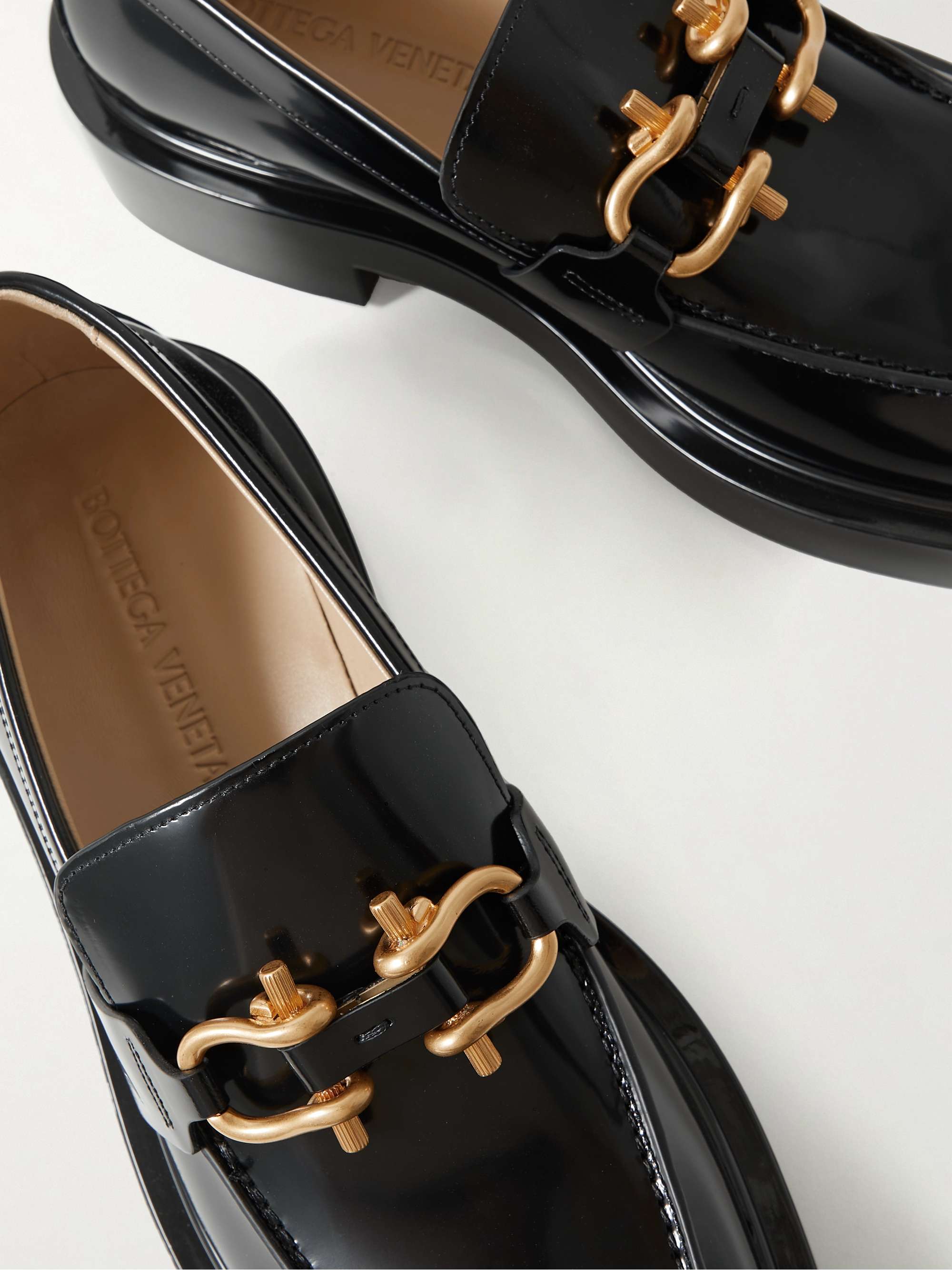 BOTTEGA VENETA Horsebit Glossed-Leather Loafers for Men | MR PORTER
