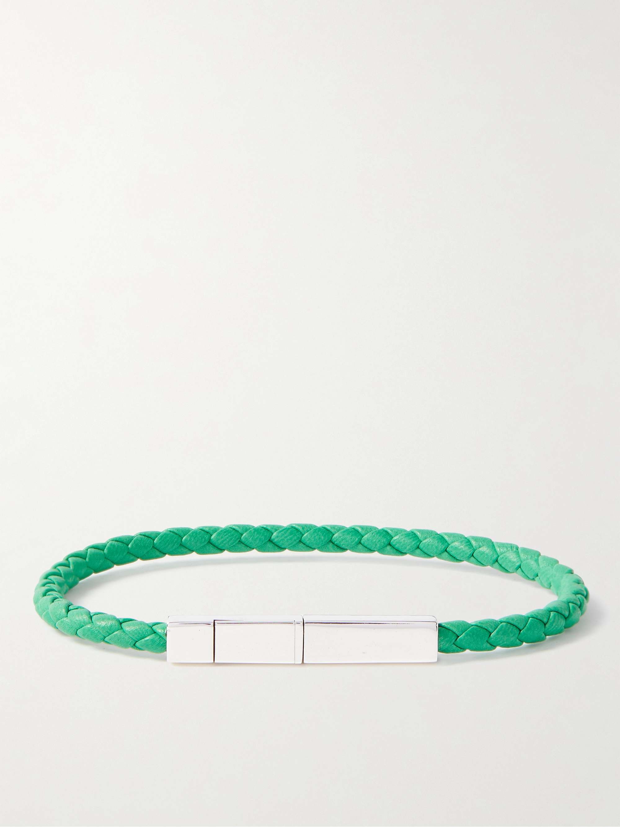 Green Braided Leather and Sterling Silver Bracelet | BOTTEGA VENETA | MR  PORTER
