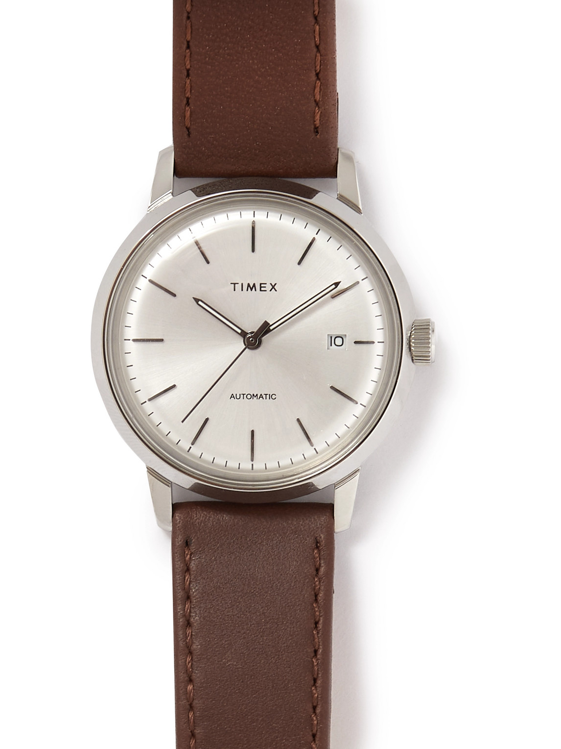 Timex Marlin Automatic 40mm Stainless Steel and Leather Watch | Smart Closet
