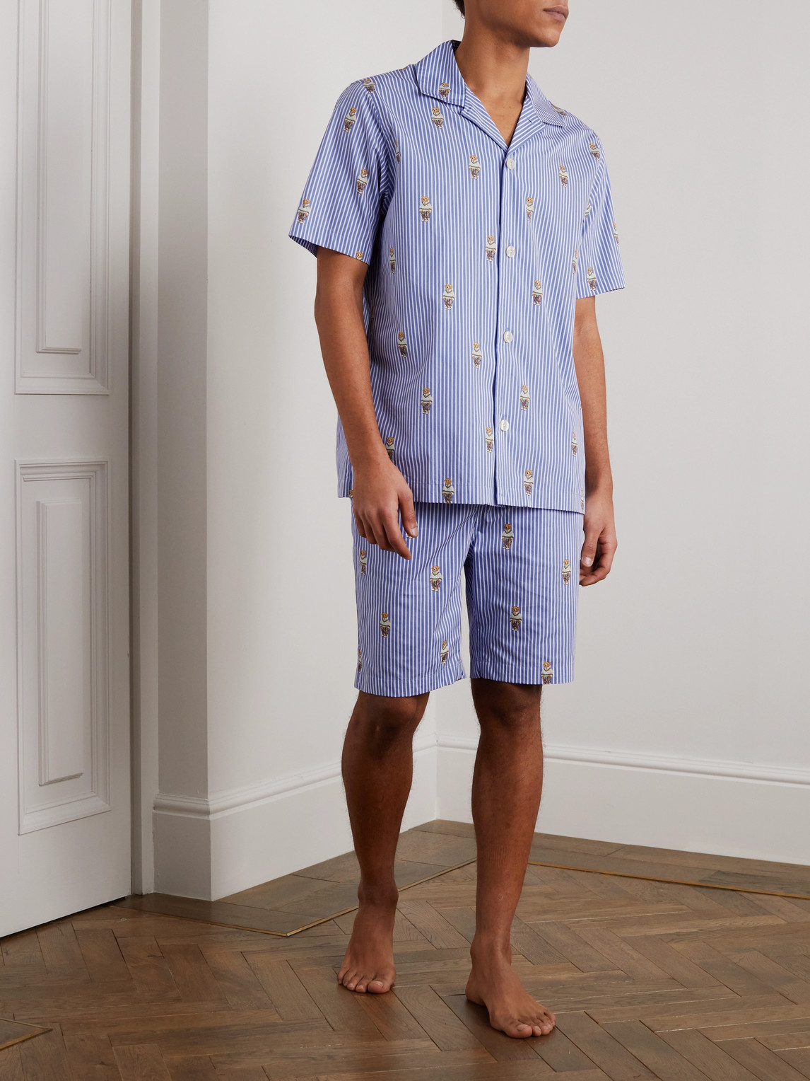 Polo Ralph Lauren Striped Printed Cotton-poplin Pyjama Set In Blue |  ModeSens