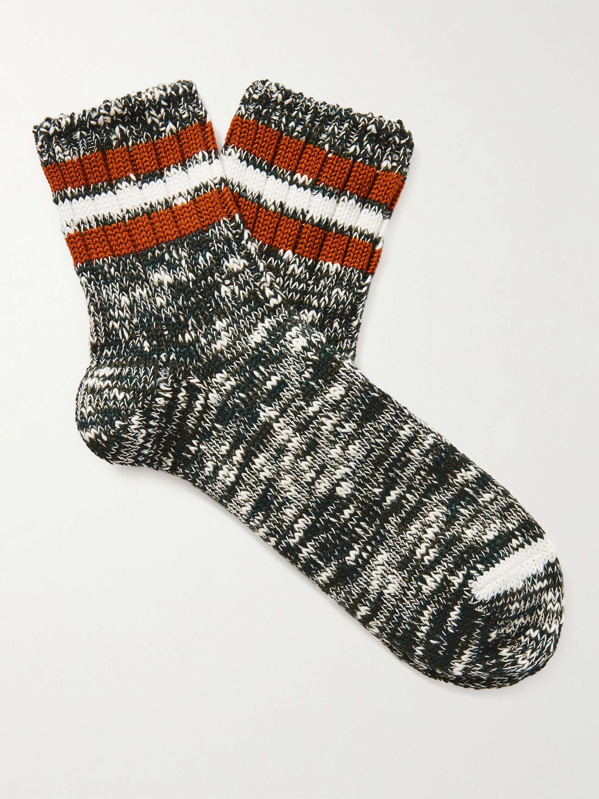 ANONYMOUS ISM Striped Ribbed Cotton-Blend Socks | MR PORTER