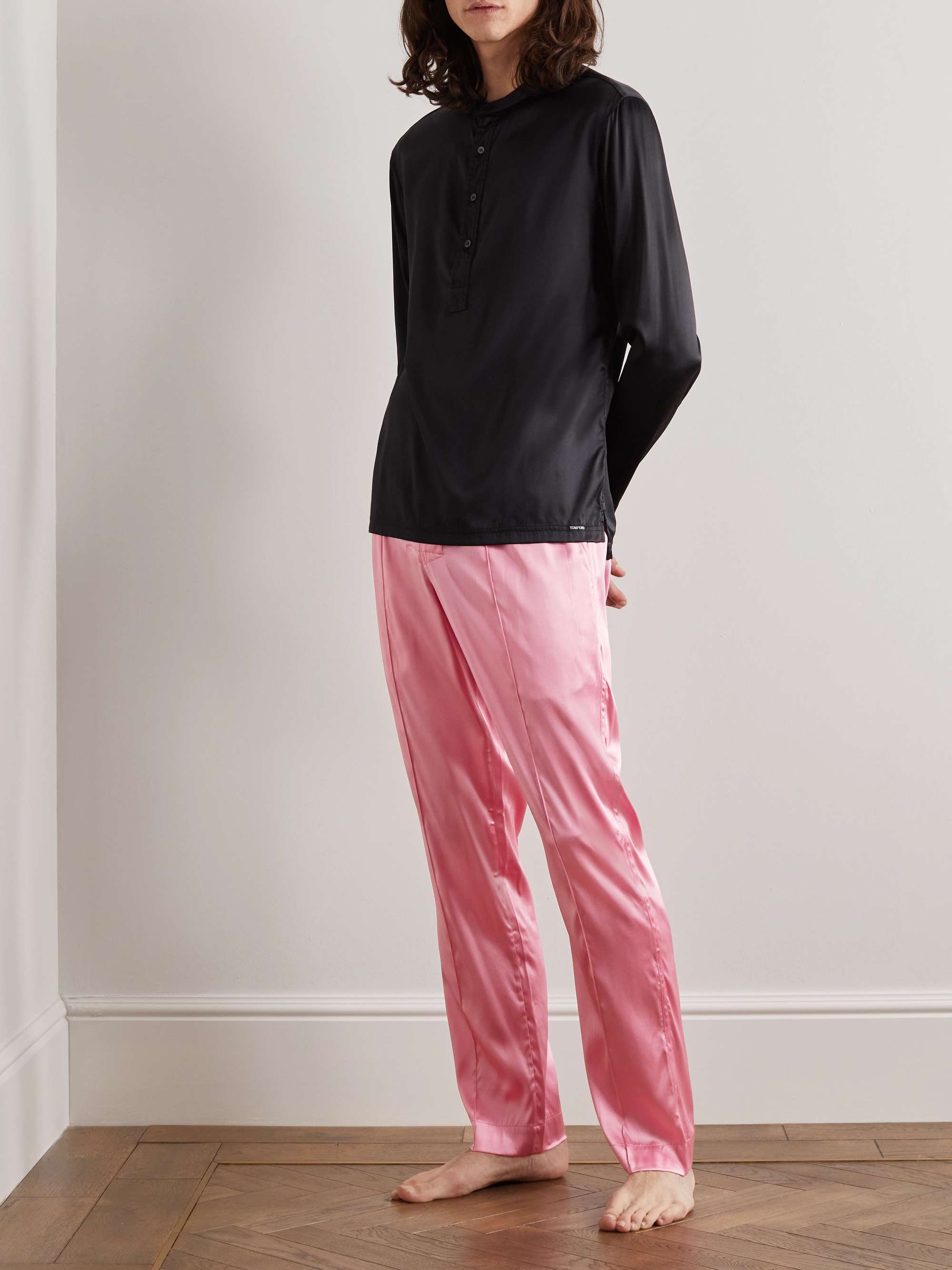 TOM FORD Straight-Leg Velvet-Trimmed Silk-Blend Pyjama Trousers for Men |  MR PORTER