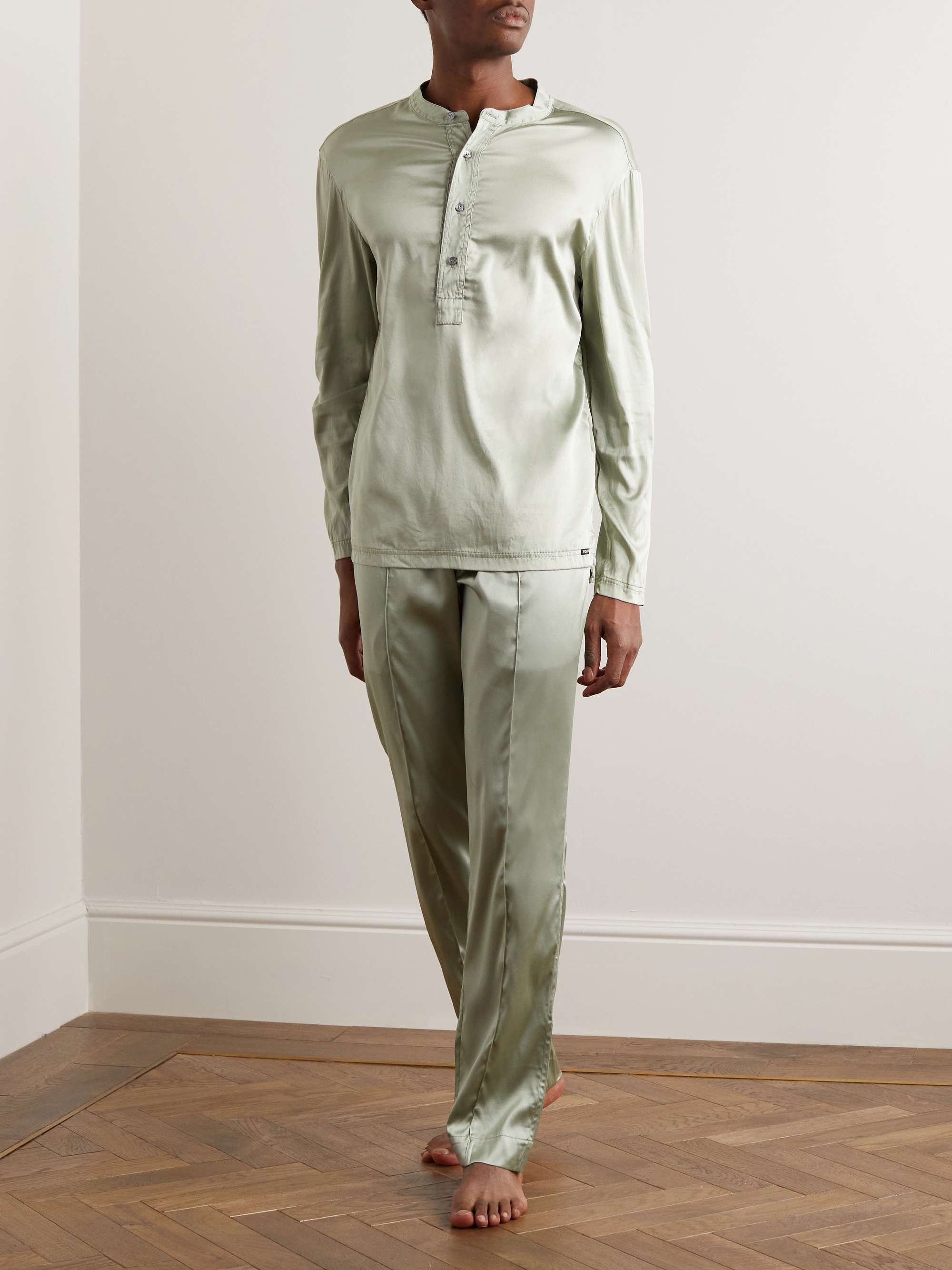 TOM FORD Stretch-Silk Satin Henley Pyjama Top for Men | MR PORTER