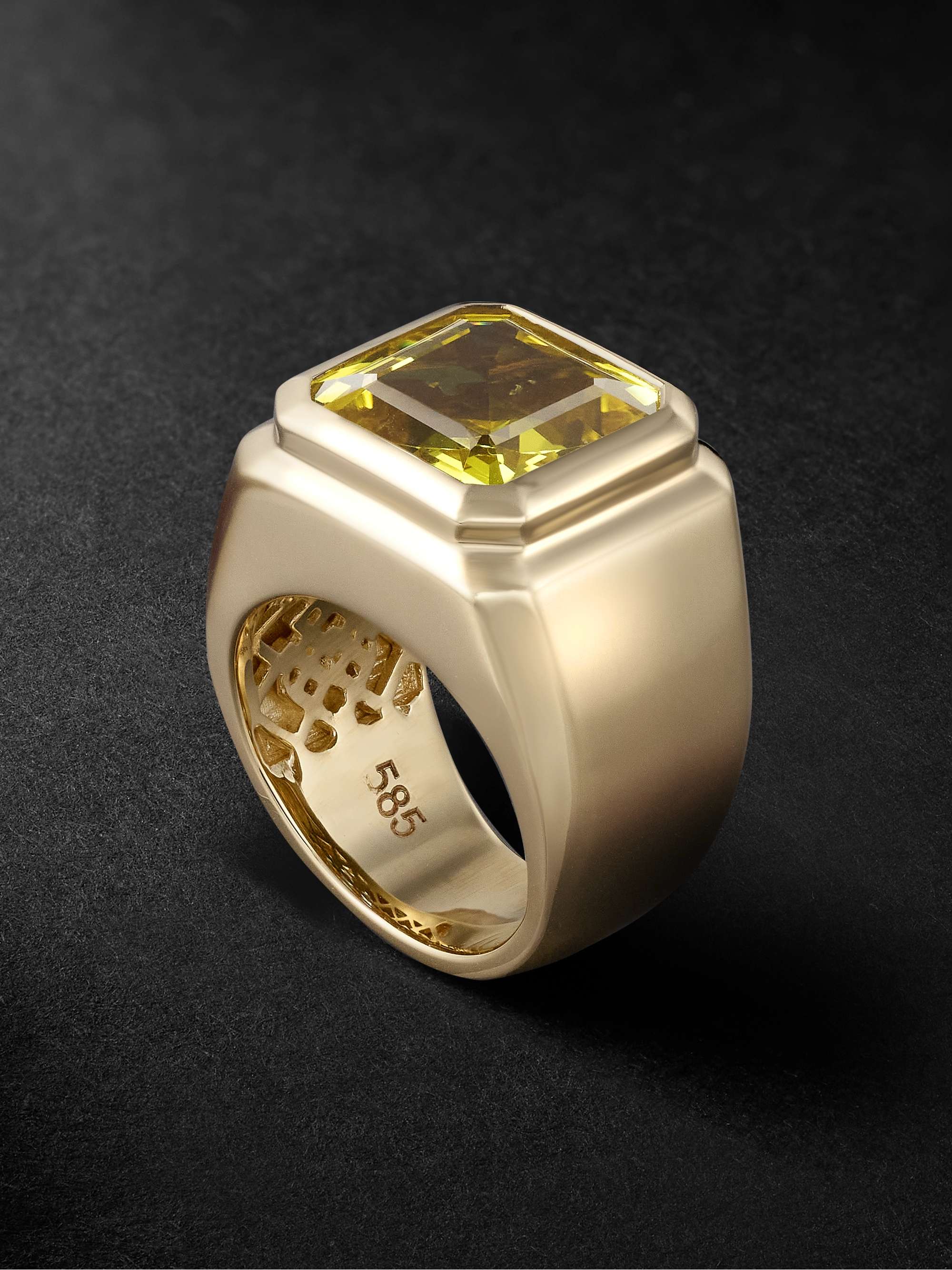 14-Karat Gold Yellow Sapphire Signet Ring