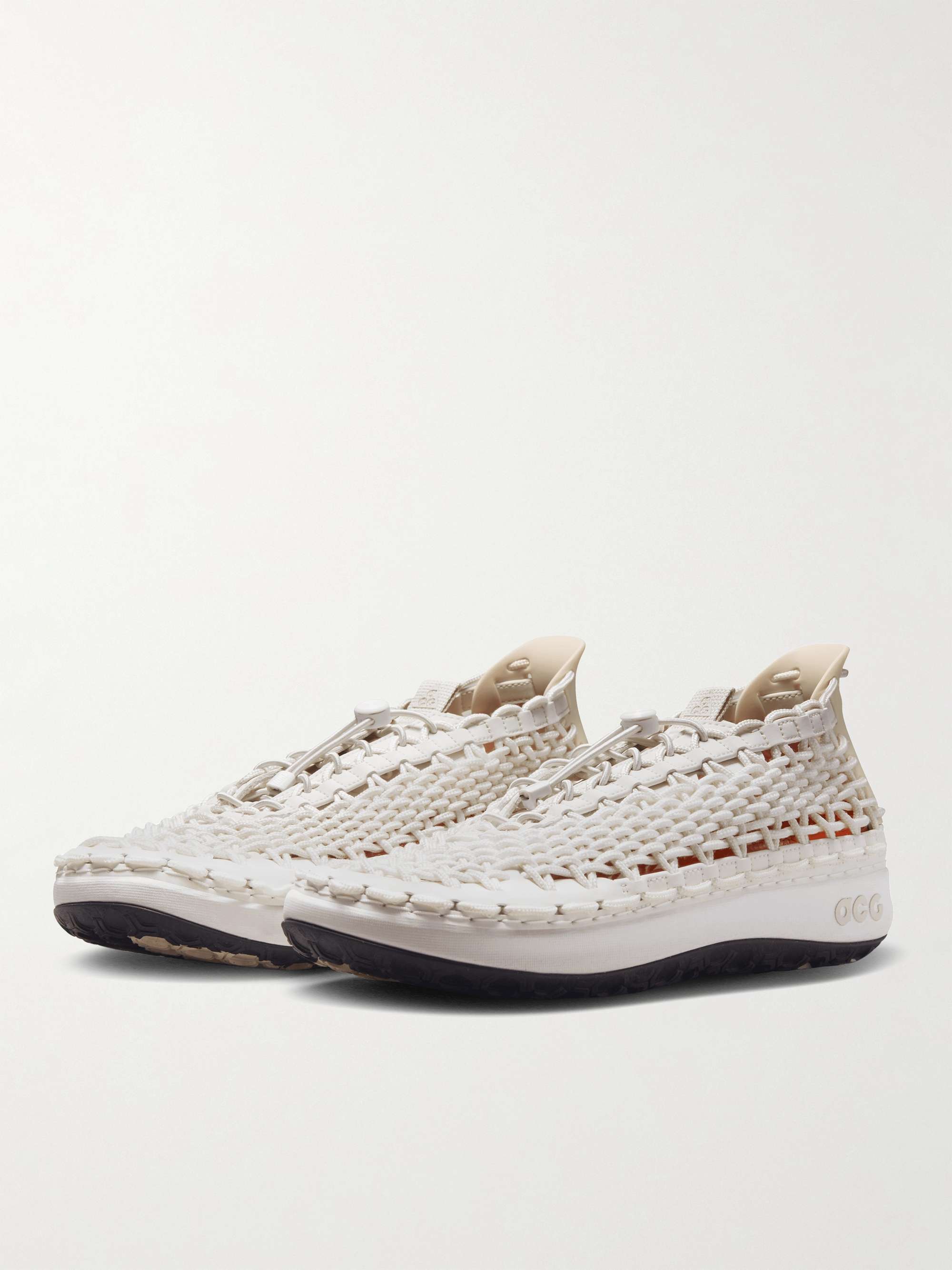 NIKE ACG Watercat+ Woven Leather and Rubber-Trimmed Woven Sneakers for Men  | MR PORTER