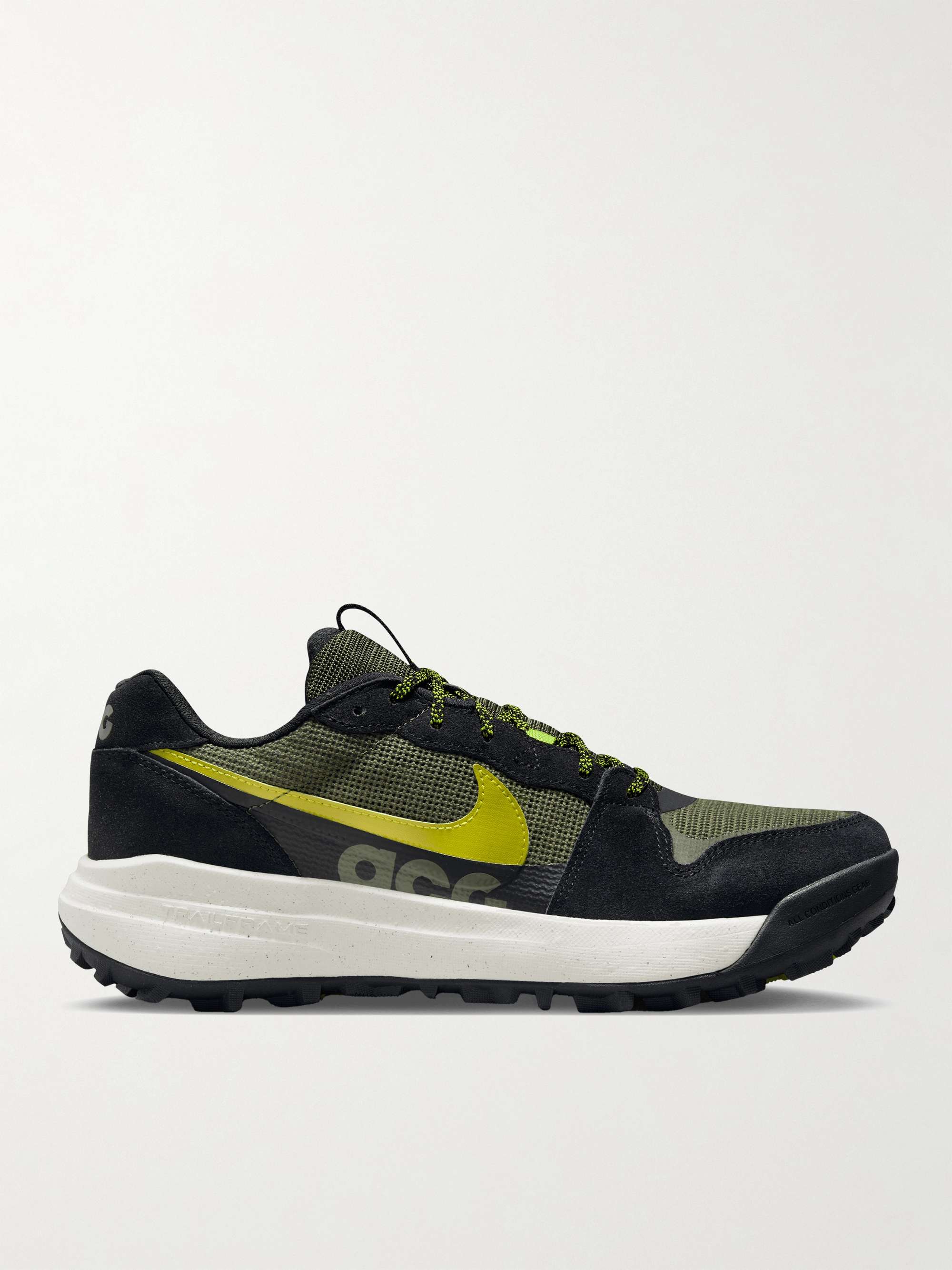 NIKE ACG Lowcate Leather-Trimmed Suede and Mesh Sneakers for Men | MR ...