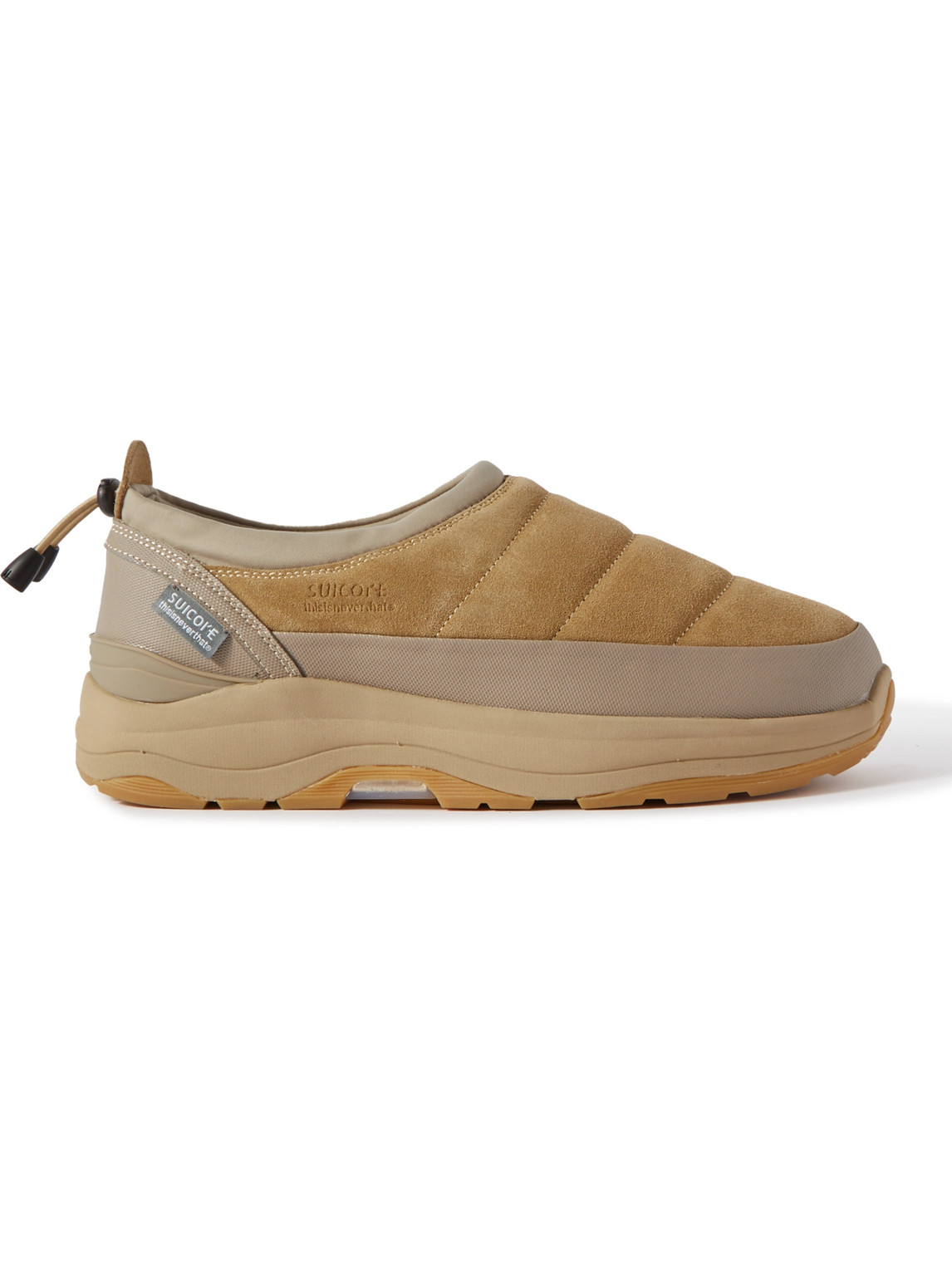 SUICOKE THISISNEVERTHAT® SHELL-TRIMMED QUILTED SUEDE SLIP-ON SNEAKERS