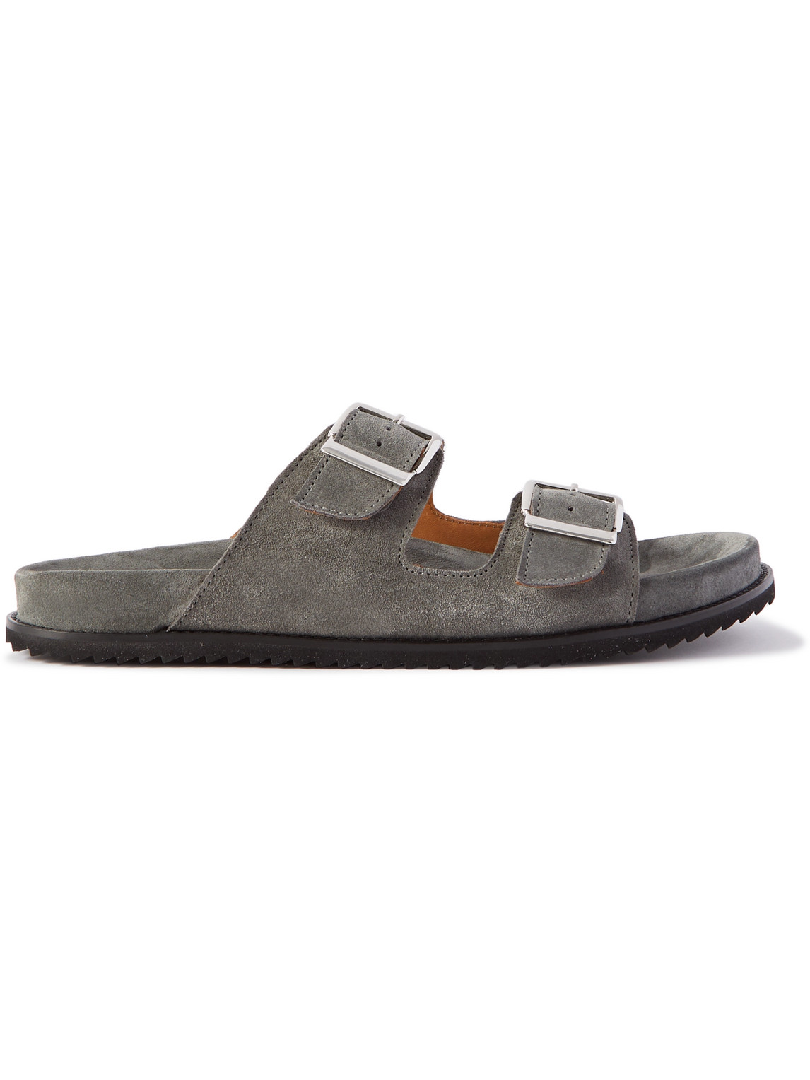 Mr P David Buckled Regenerated Suede By Evolo® Sandals In Grey