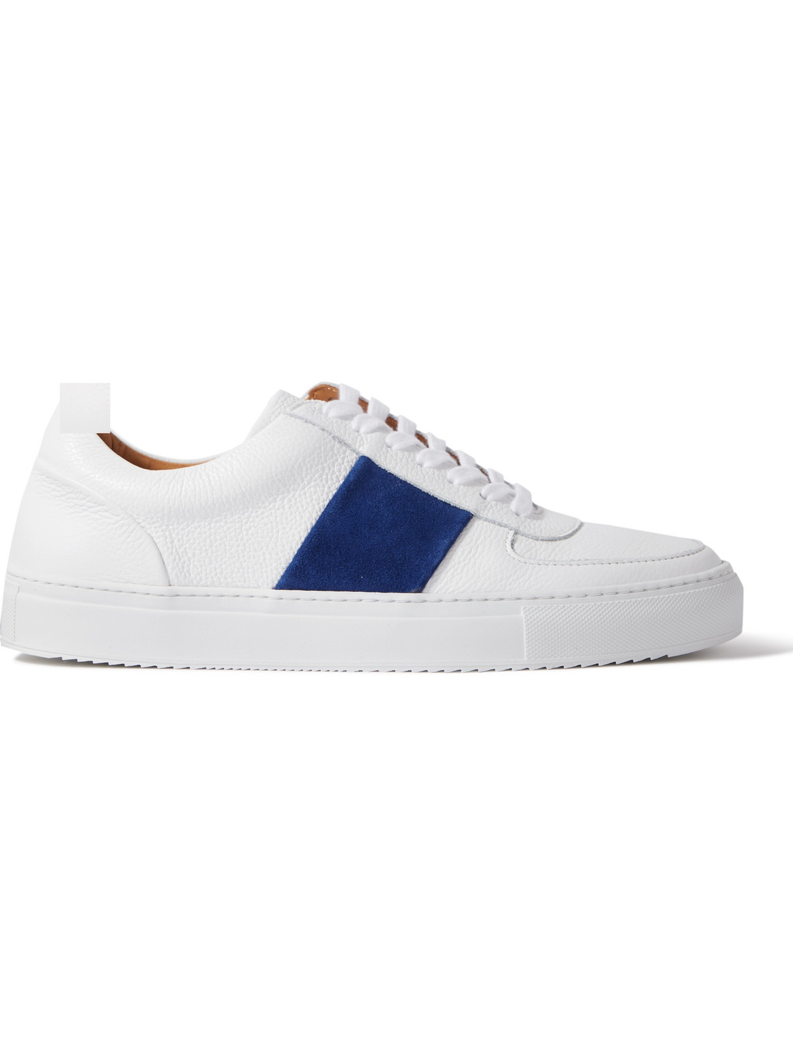 Mr P Larry Pebble-grain Leather And Suede Trainers In White