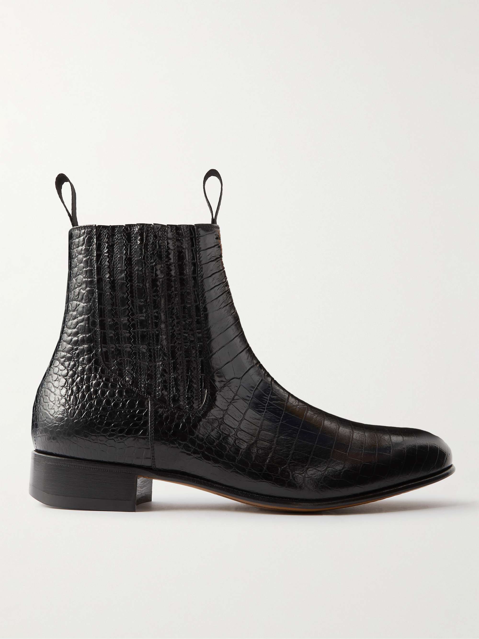 TOM FORD Kurt Croc-Effect Leather Chelsea Boots for Men | MR PORTER