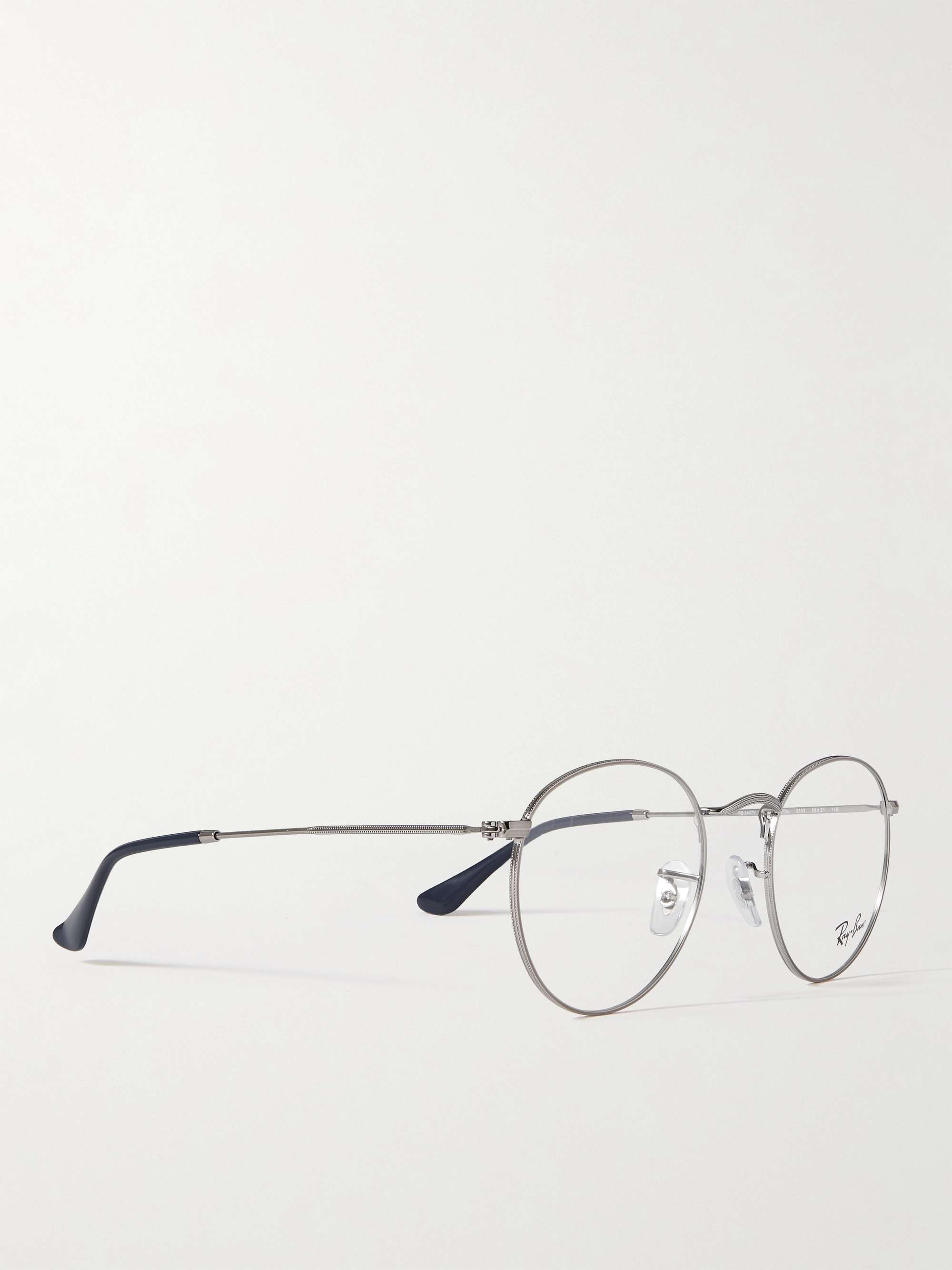 فضي نظارات طبية بإطار مستدير من معدن باللون الفضي | RAY-BAN | MR PORTER