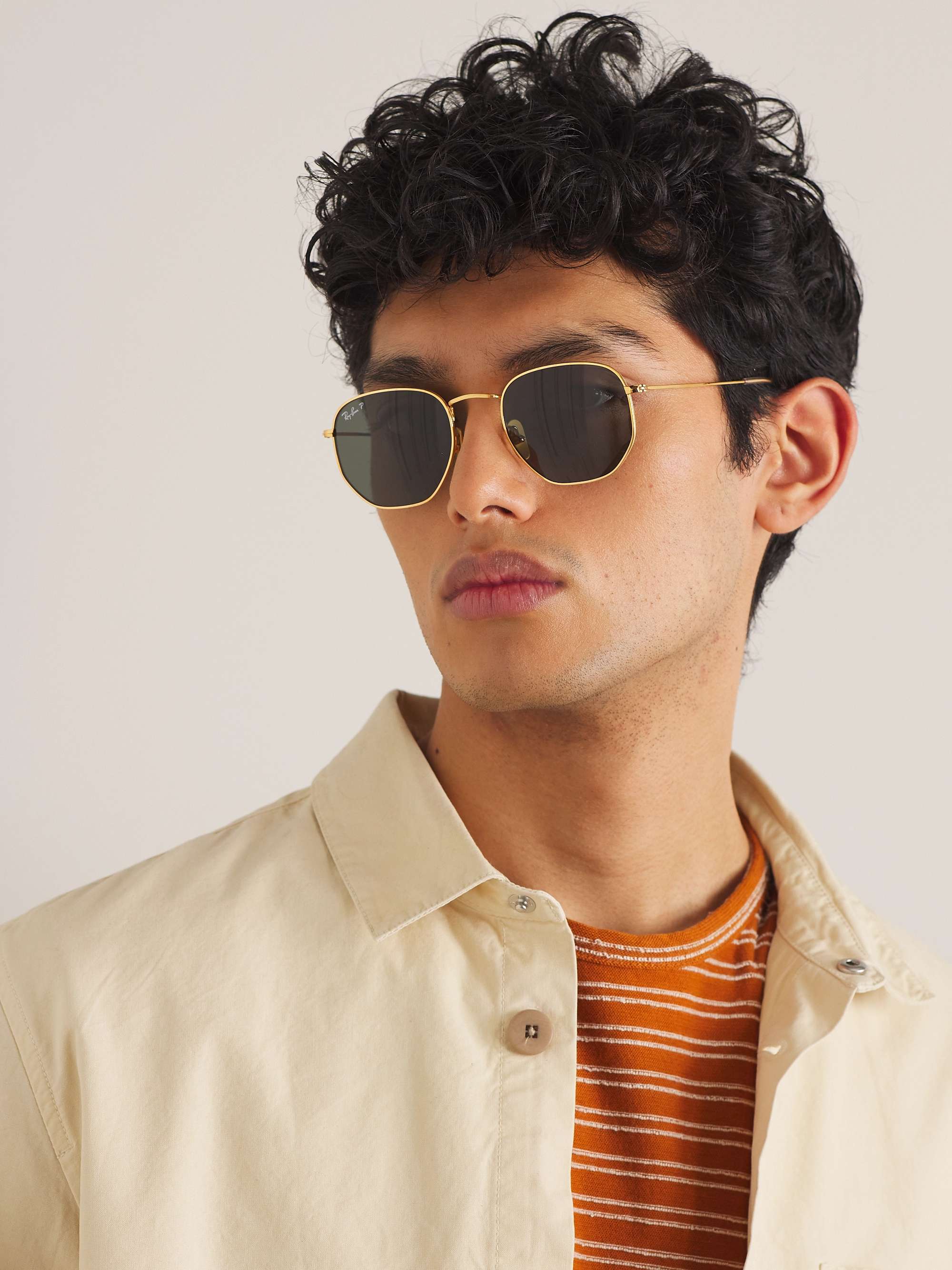RAY-BAN Hexagonal-Frame Gold-Tone Sunglasses for Men | MR PORTER