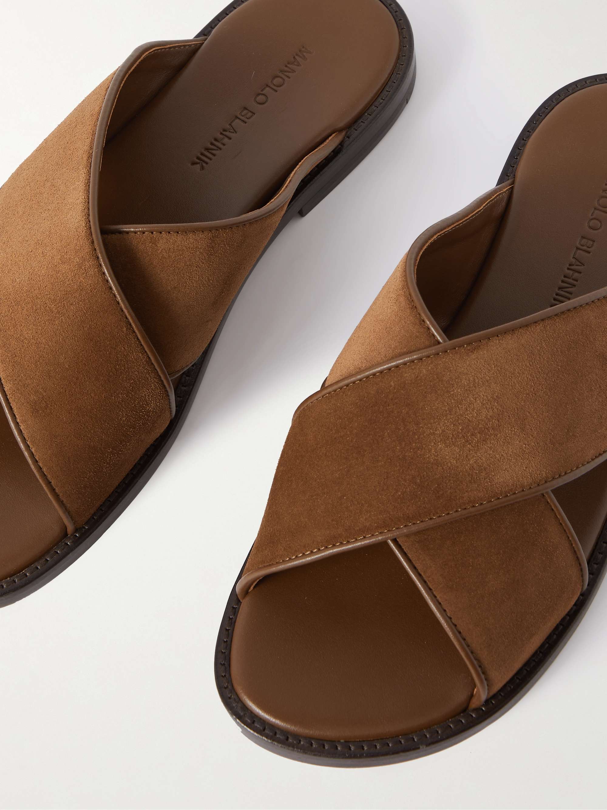 MANOLO BLAHNIK Otawi Leather-Trimmed Suede Sandals for Men | MR PORTER