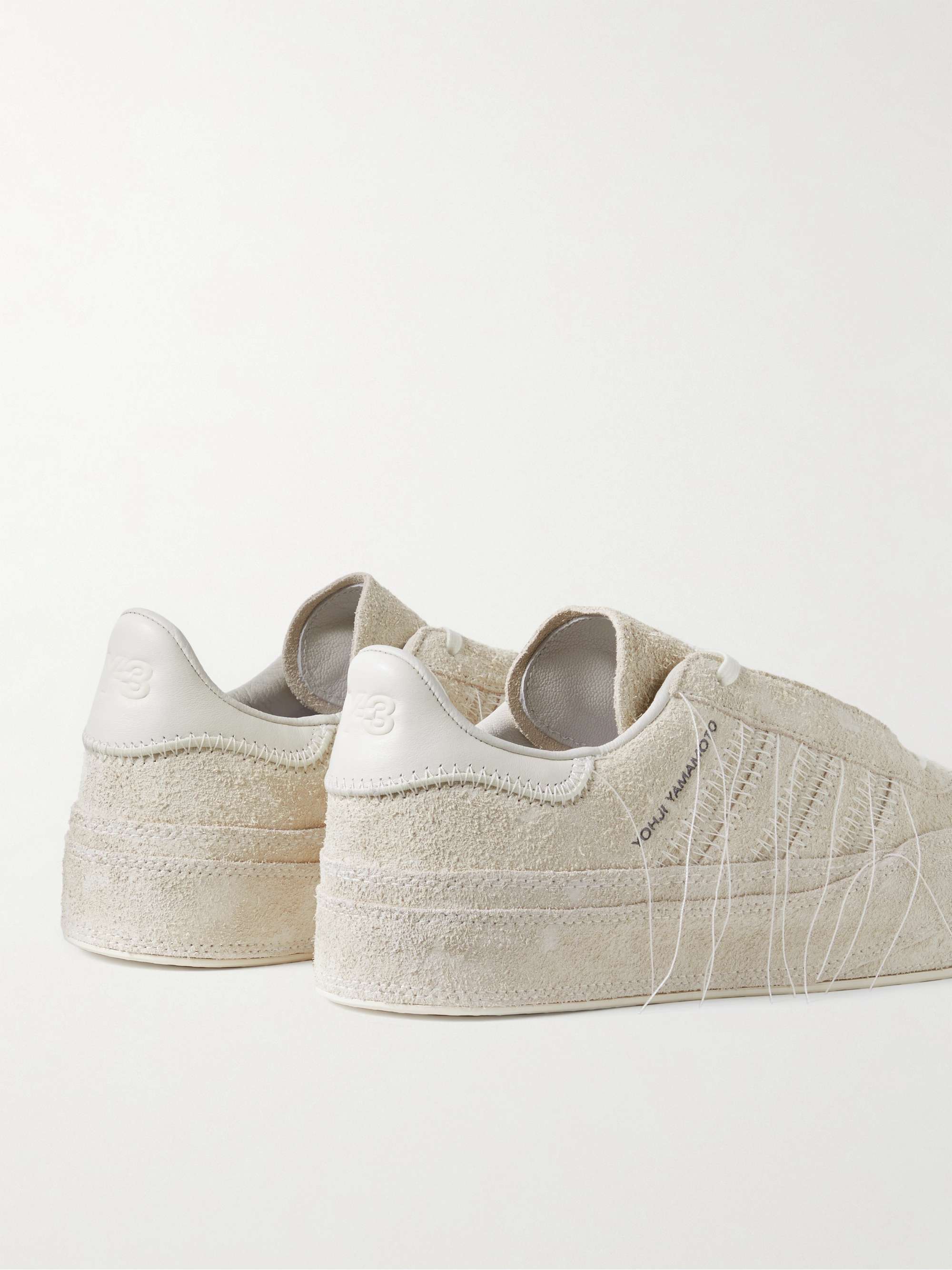 Y-3 Gazelle Distressed Leather-Trimmed Suede Sneakers | MR PORTER