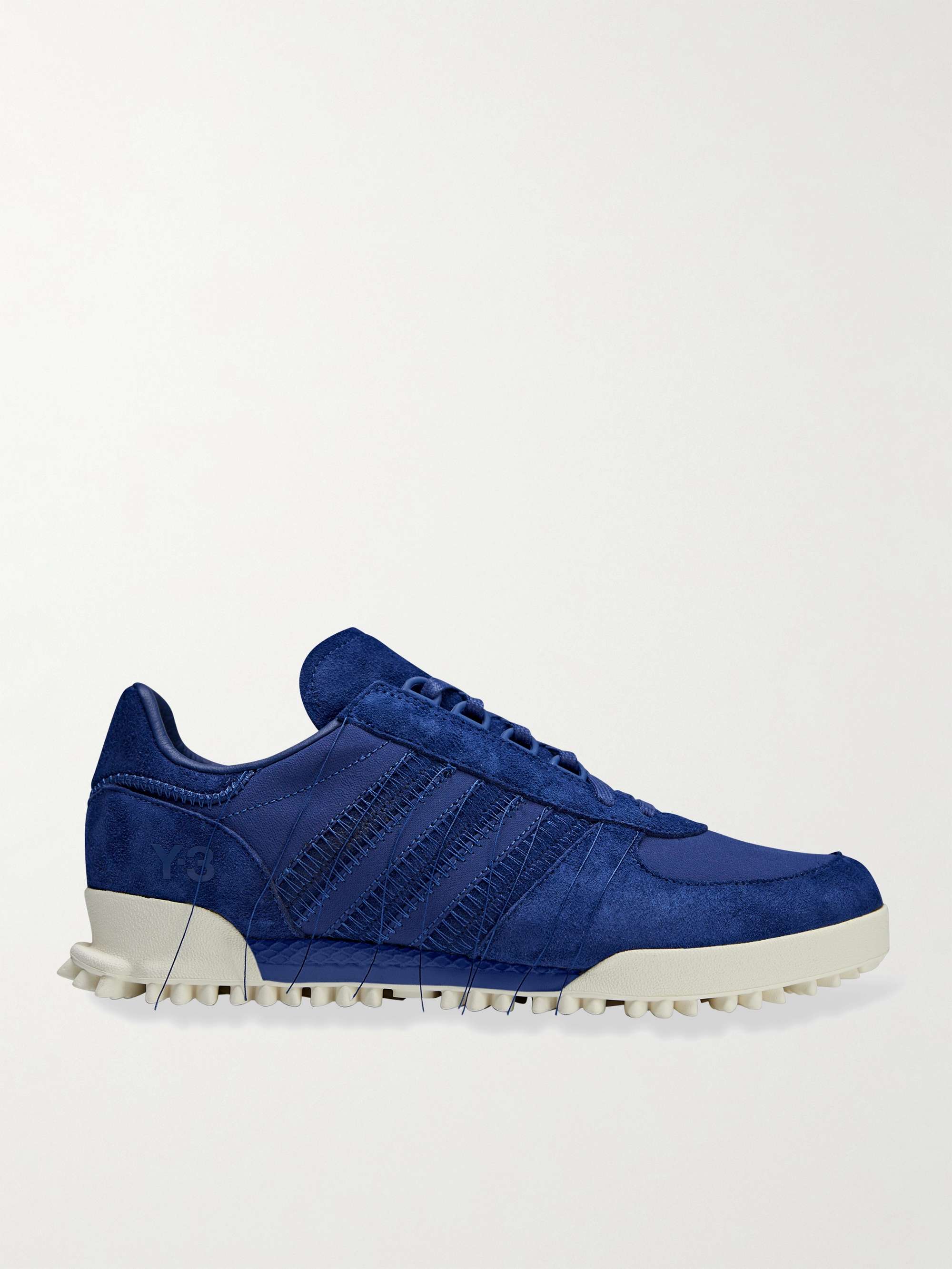 Y-3 Marathon Leather-Trimmed Suede and Mesh Sneakers for Men | MR PORTER