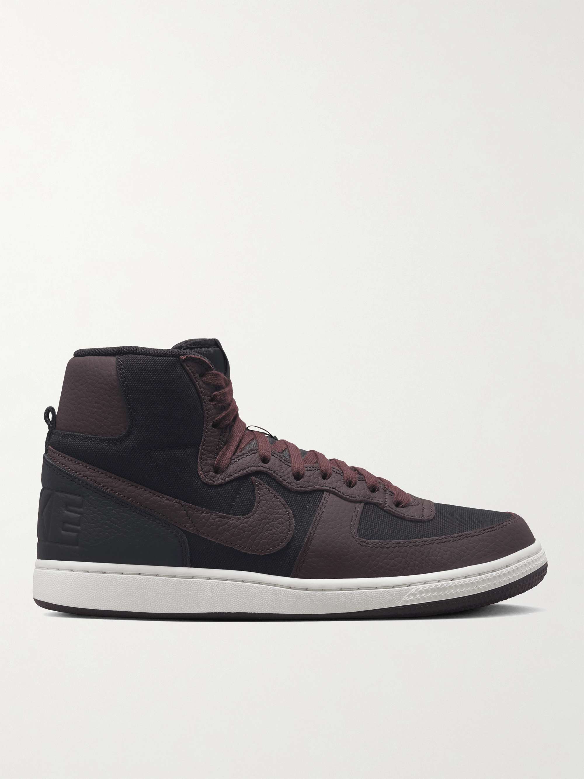 NIKE Terminator Leather-Trimmed Canvas High-Top Sneakers for Men | MR PORTER