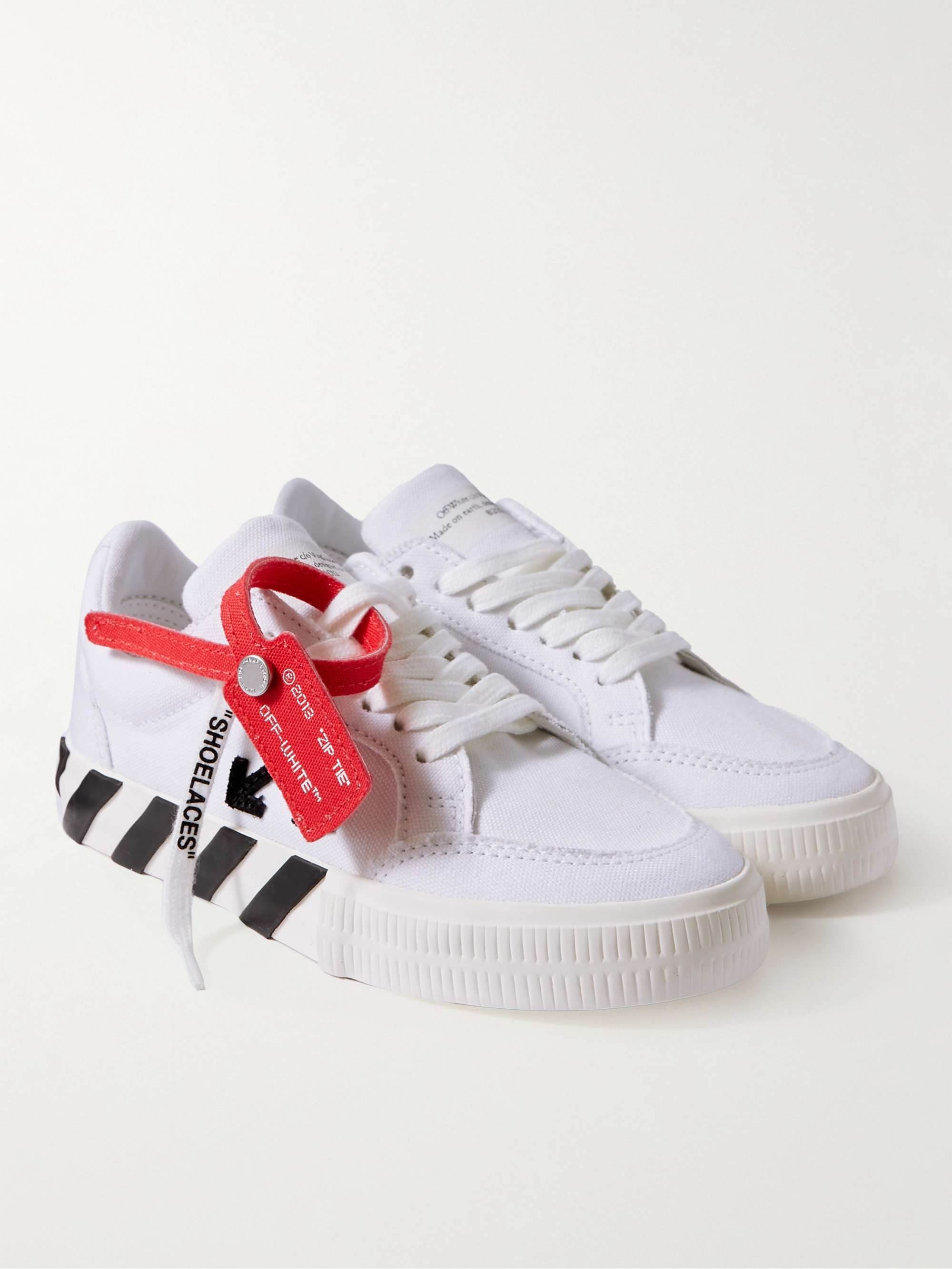 OFF-WHITE™ KIDS Vulcanized Leather-Trimmed Canvas Sneakers for Men | MR  PORTER