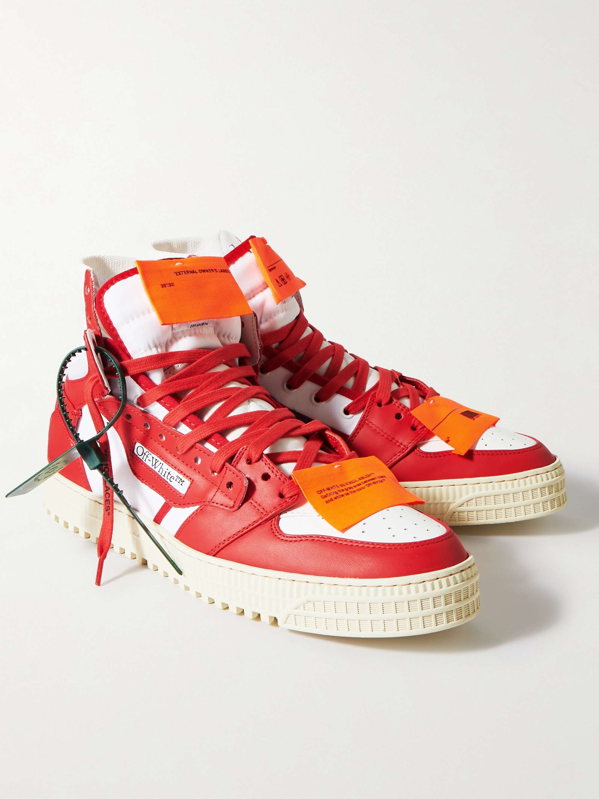 OFF-WHITE 3.0 Off-Court Leather and Canvas High-Top Sneakers | MR PORTER