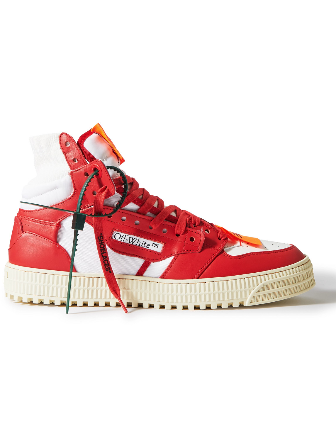 Off-White - 3.0 Off-Court Leather And Canvas High-Top Sneakers - Men - Red  - EU 42 for Men