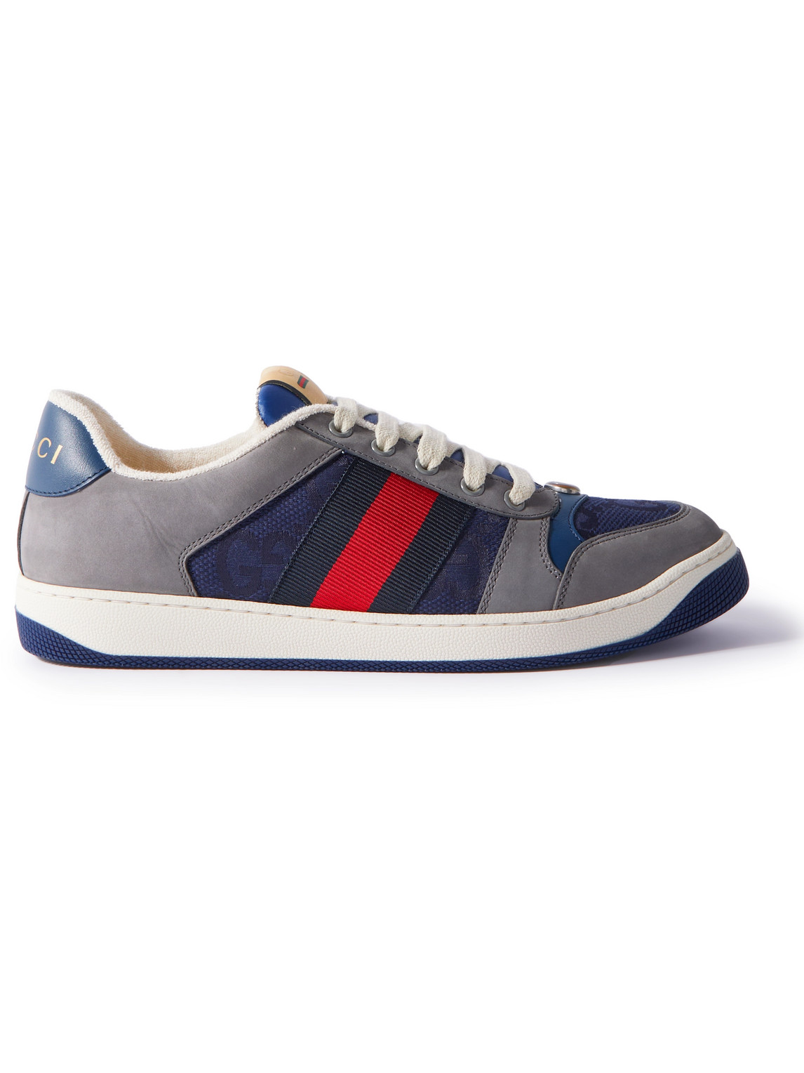 Gucci - Screener Monogrammed Canvas And Webbing-Trimmed Suede And Leather  Sneakers - Men - Blue - UK 6 for Men