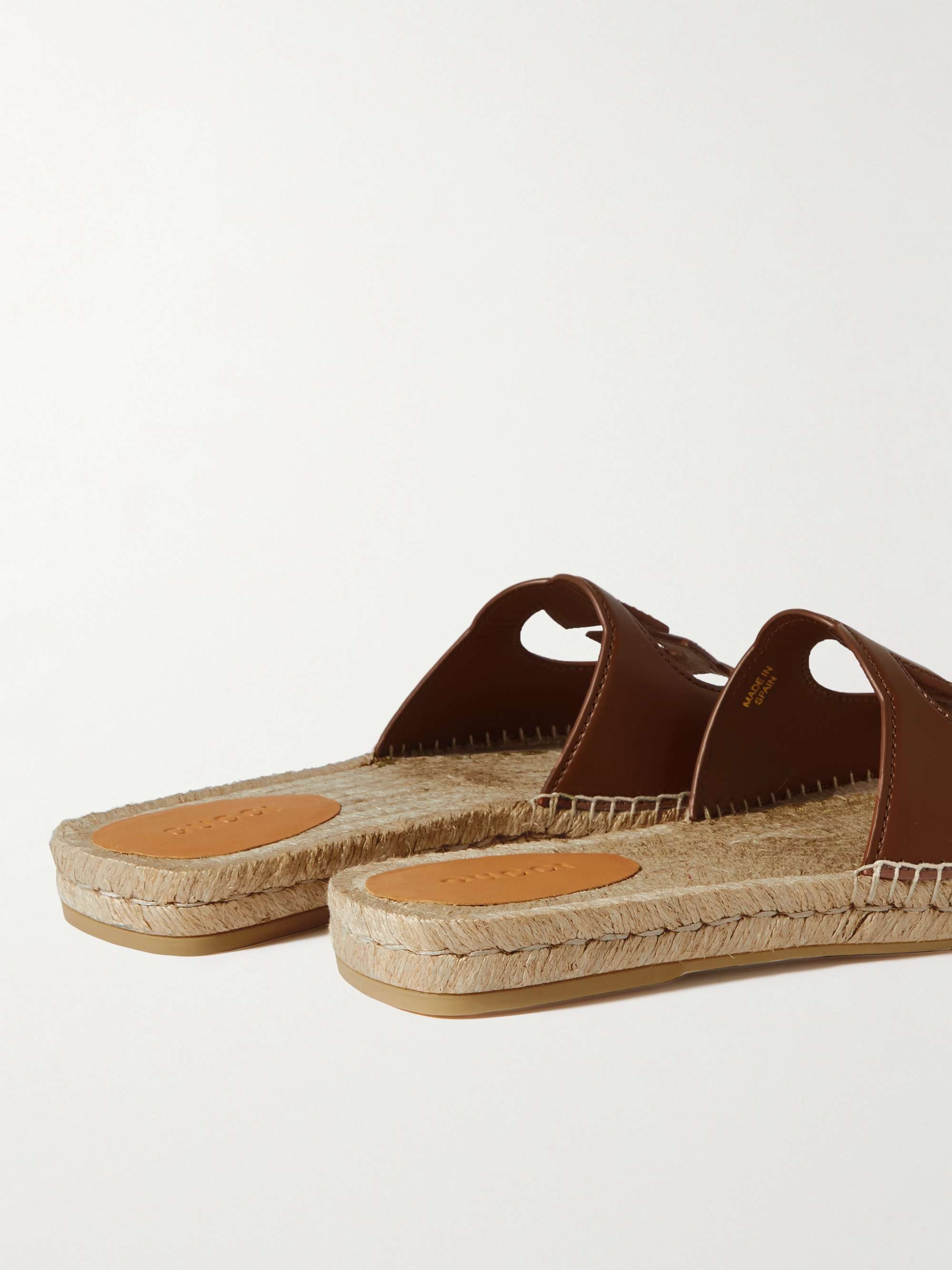 GUCCI Logo-Cutout Leather Sandals | MR PORTER