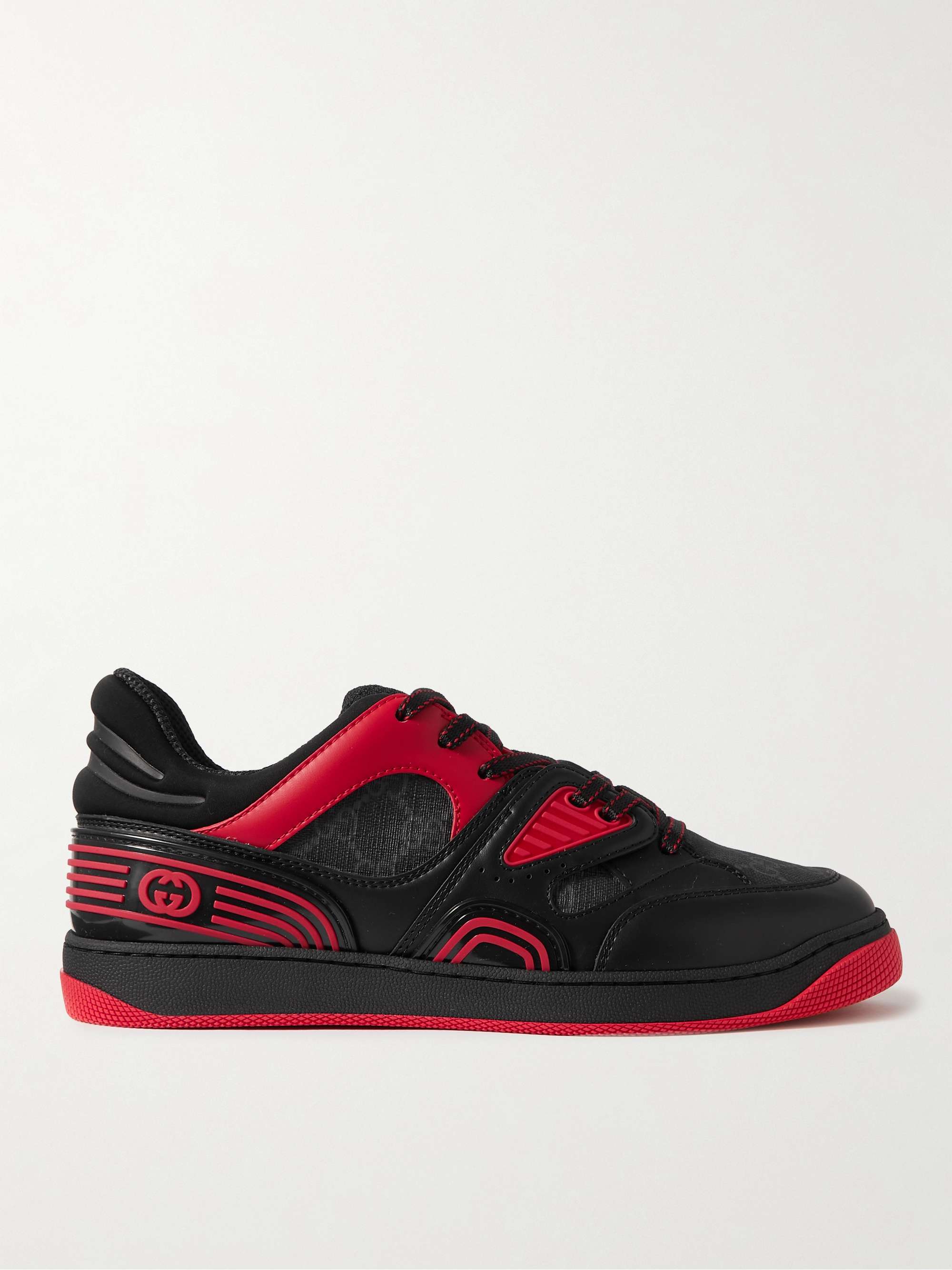 GUCCI Basket Rubber-Trimmed Monogrammed Canvas and Neoprene Sneakers | MR  PORTER