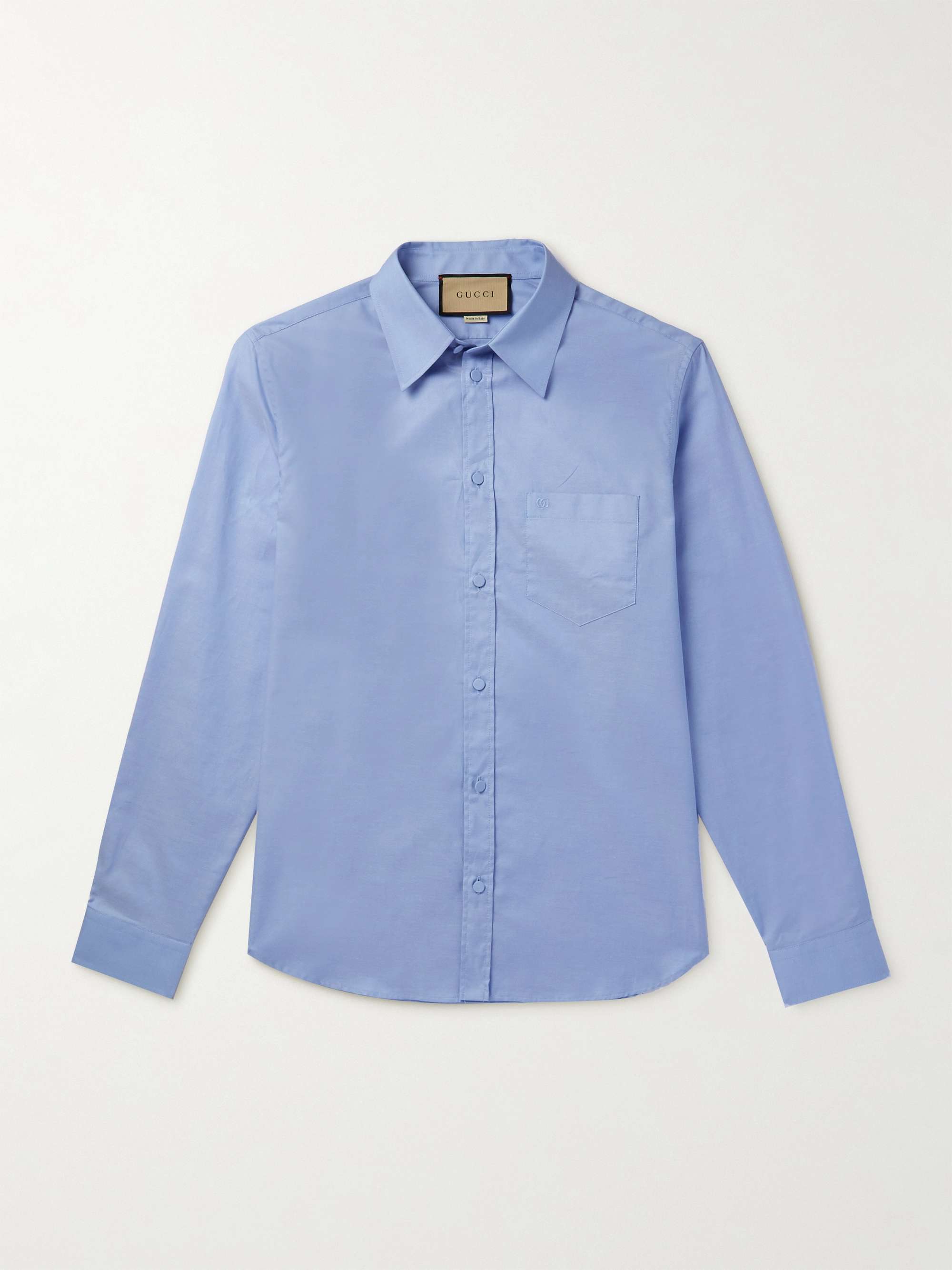 GUCCI Logo-Embroidered Cotton Oxford Shirt for Men | MR PORTER