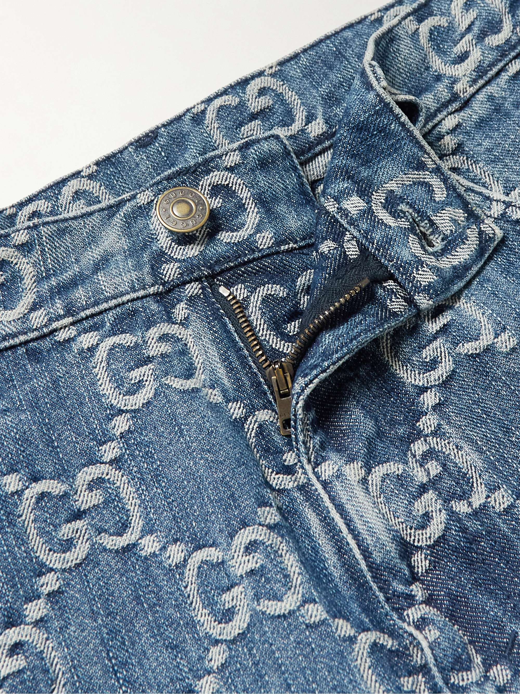 GUCCI Slim-Fit Tapered Logo-Jacquard Jeans | MR PORTER