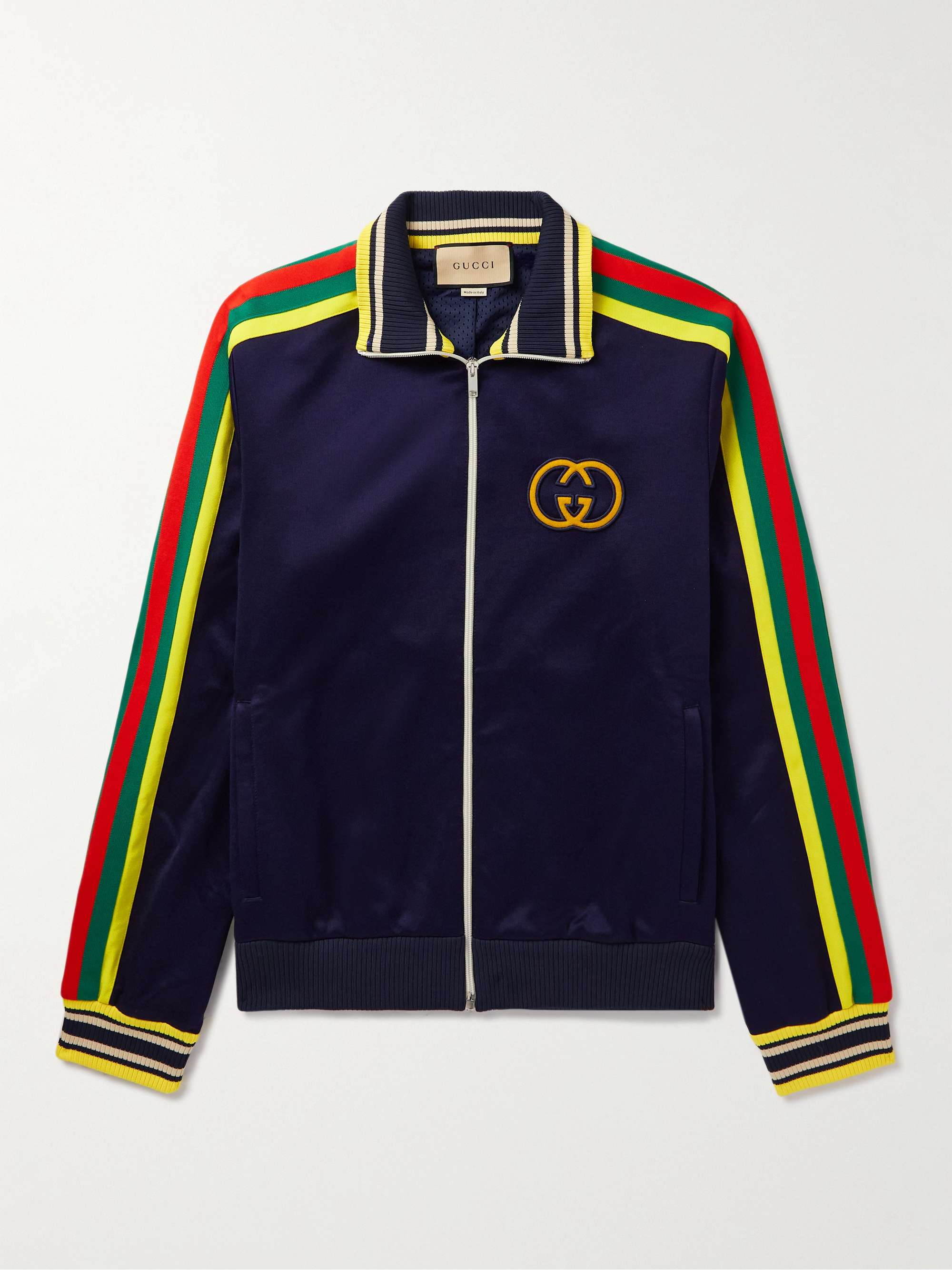 Navy Cosmogonie Webbing-Trimmed Logo-Appliquéd Jersey Track Jacket | GUCCI  | MR PORTER