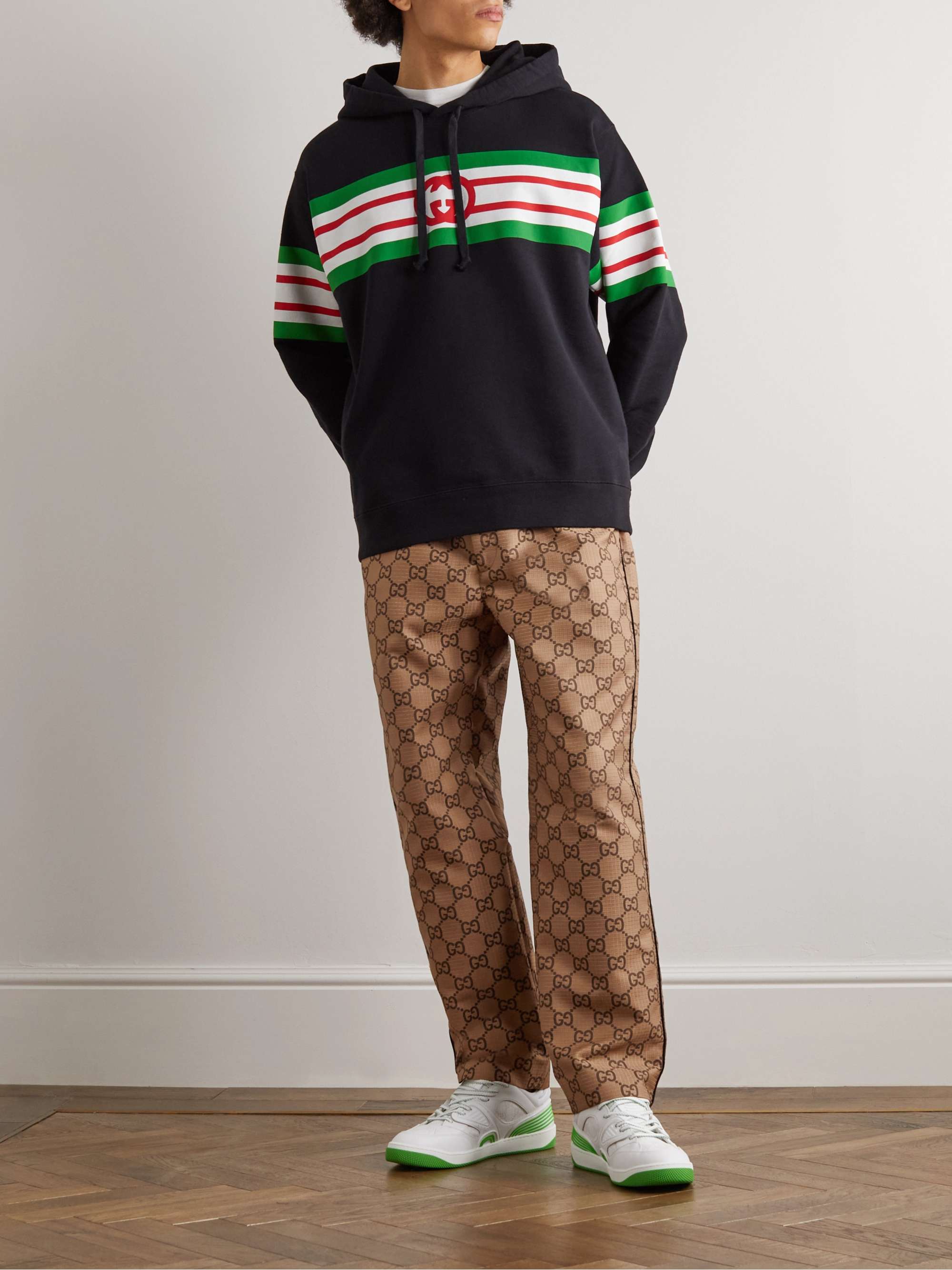 GUCCI Straight-Leg Monogrammed Textured-Crepe Trousers for Men | MR PORTER