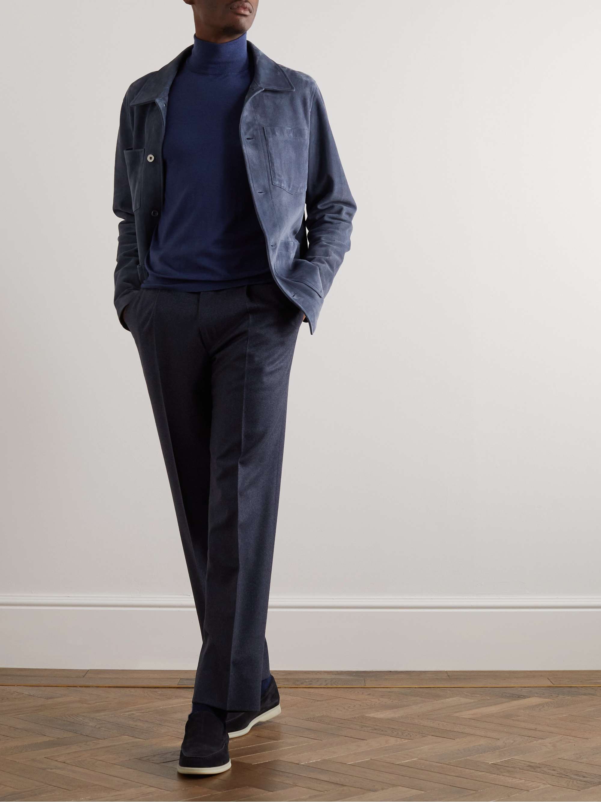 STÒFFA Straight-Leg Pleated Moss Wool-Flannel Trousers for Men | MR PORTER