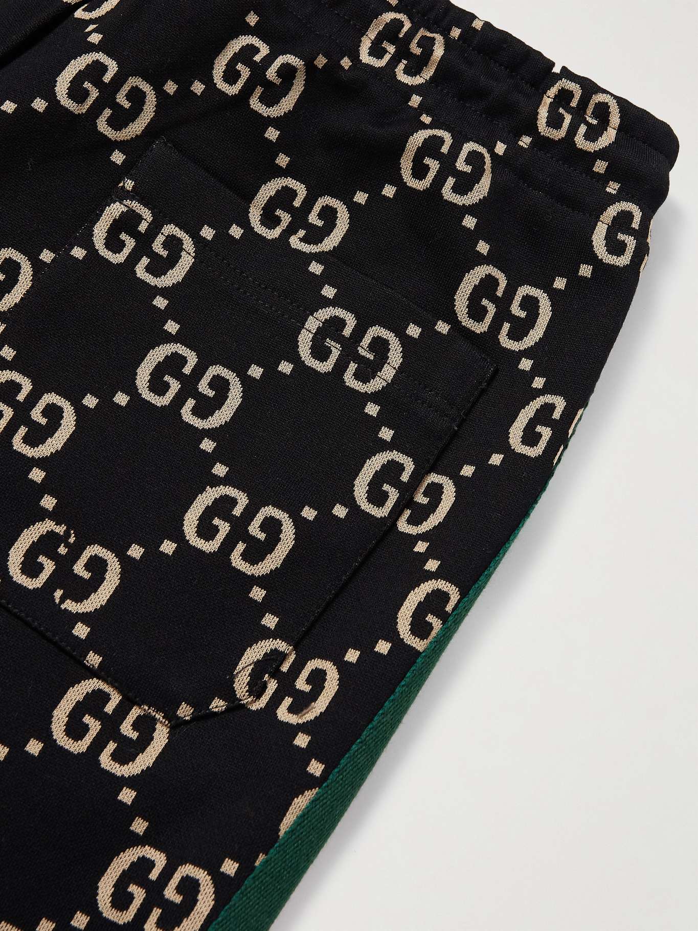 GUCCI Tapered Webbing-Trimmed Monogrammed Cotton-Jersey Sweatpants for ...