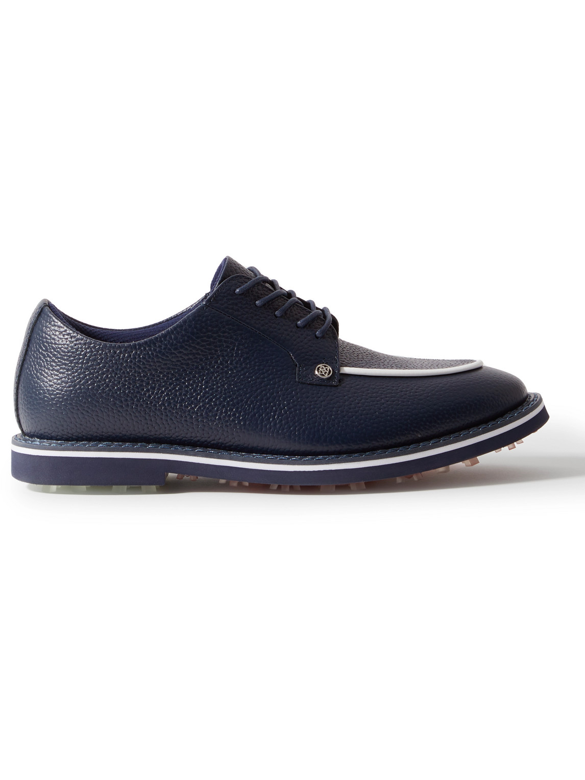 G/fore Gallivanter Apron-toe Pebble-grain Leather Golf Shoes In Blue