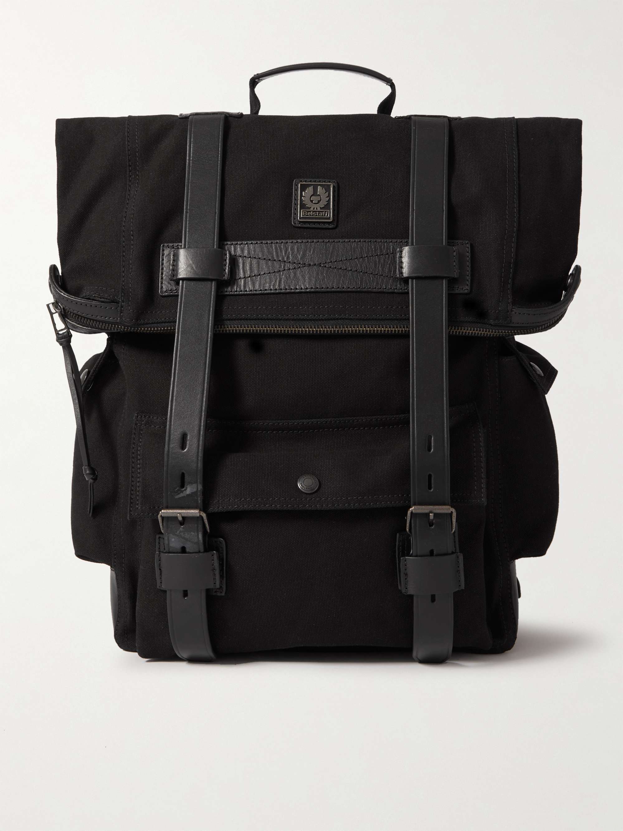 BELSTAFF Bruce Leather-Trimmed Nylon-Canvas Backpack | MR PORTER