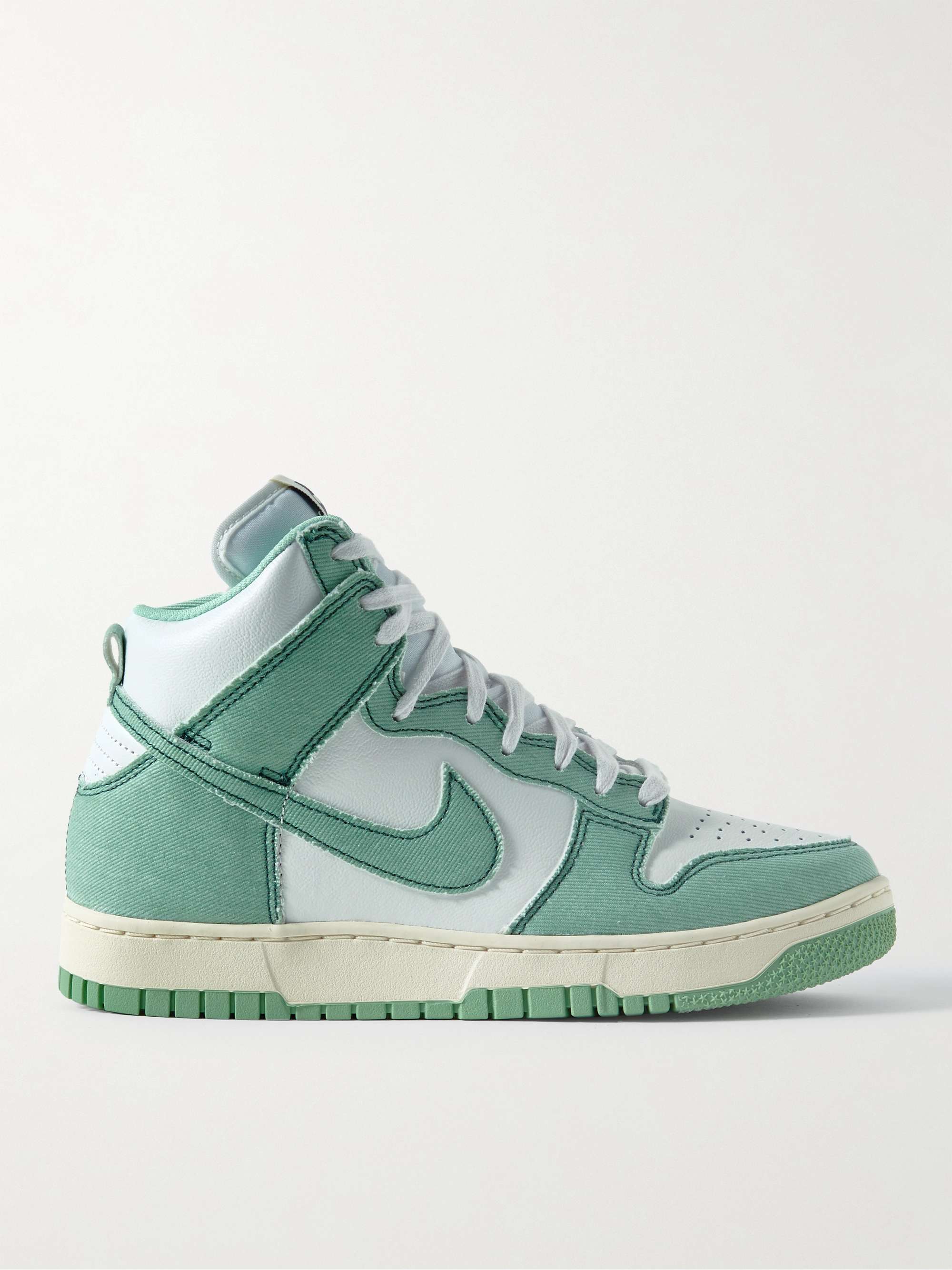 Mint Dunk Hi 1985 Denim and Leather High-Top Sneakers | NIKE | MR PORTER