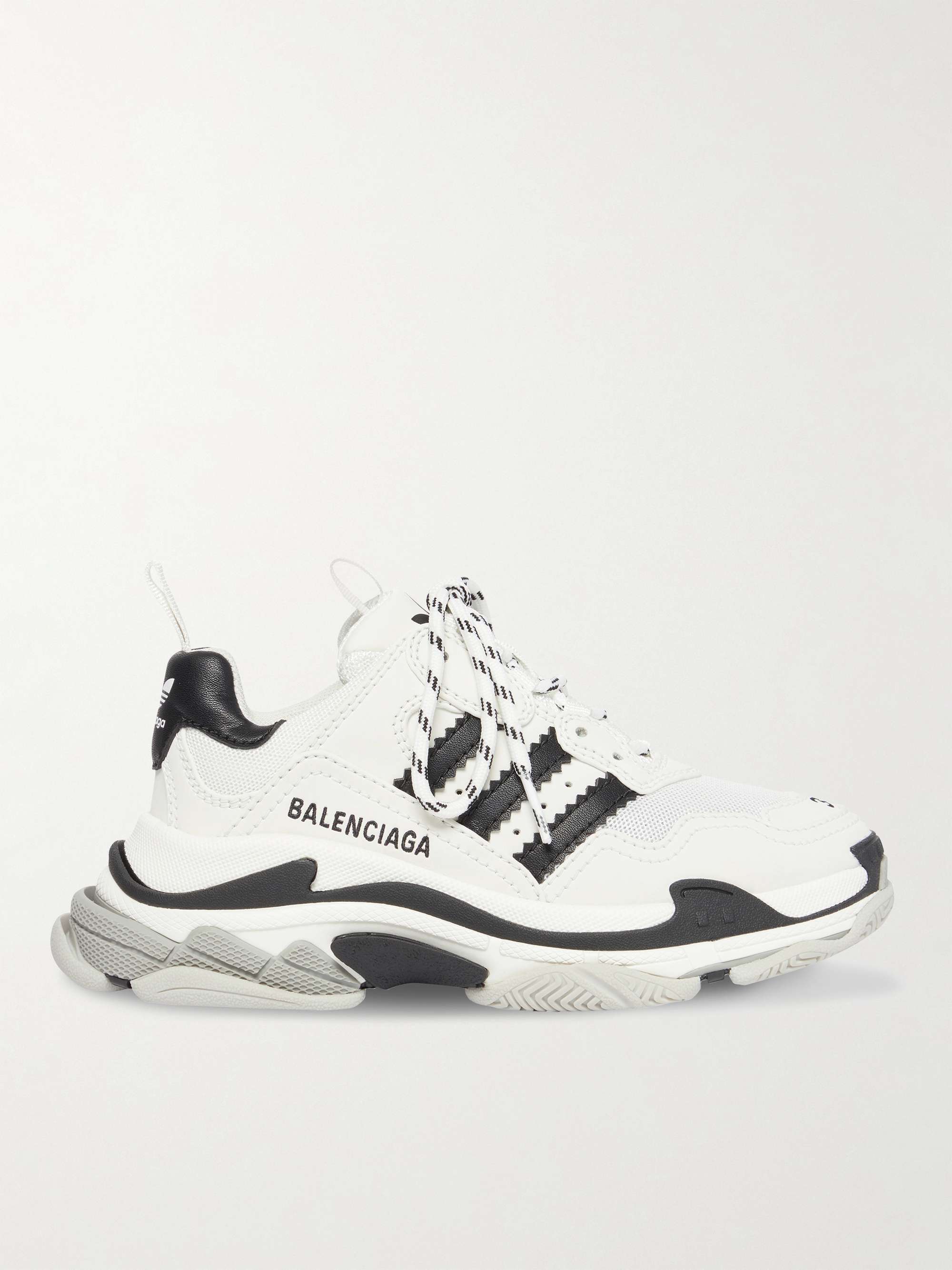 BALENCIAGA + adidas Triple S Leather and Mesh Sneakers for Men | MR PORTER